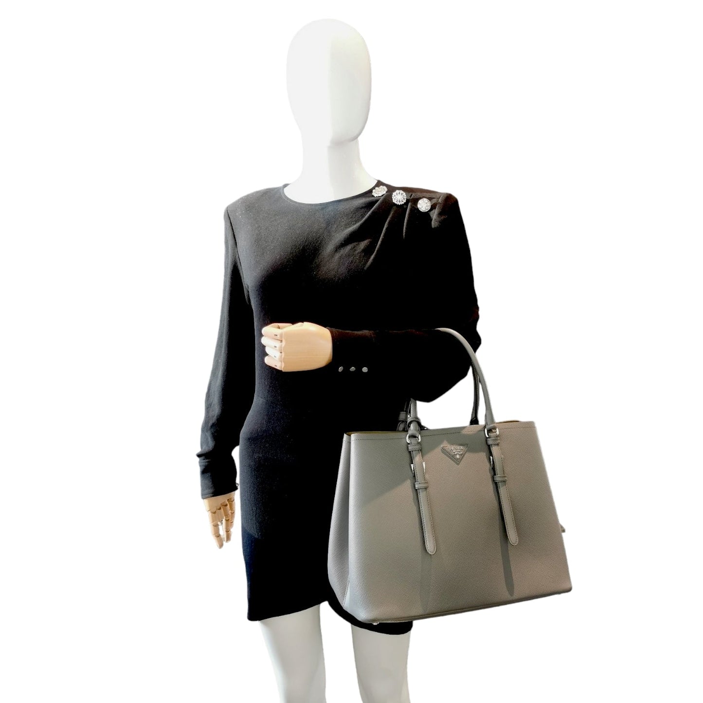 Prada Double Tote Bag Saffiano Gray