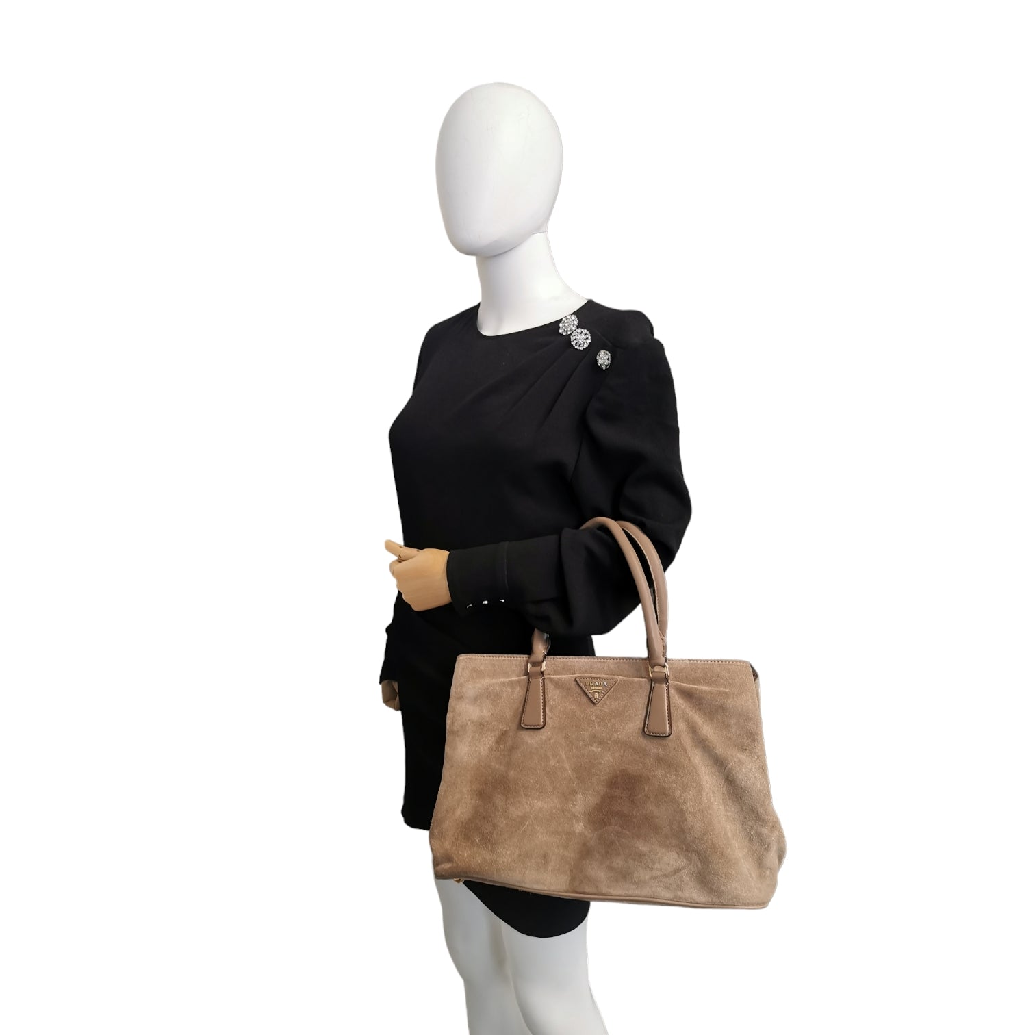Prada Tote Bag Suede Brown