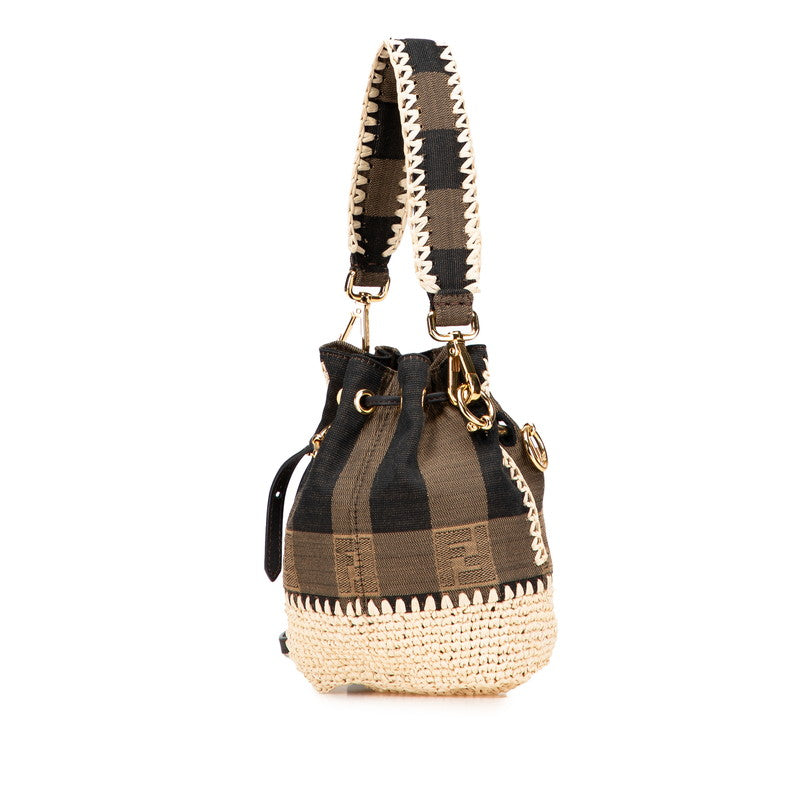 Fendi Mon Tresor Pequin 2Way Bag Canvas Raffia Travel Bag