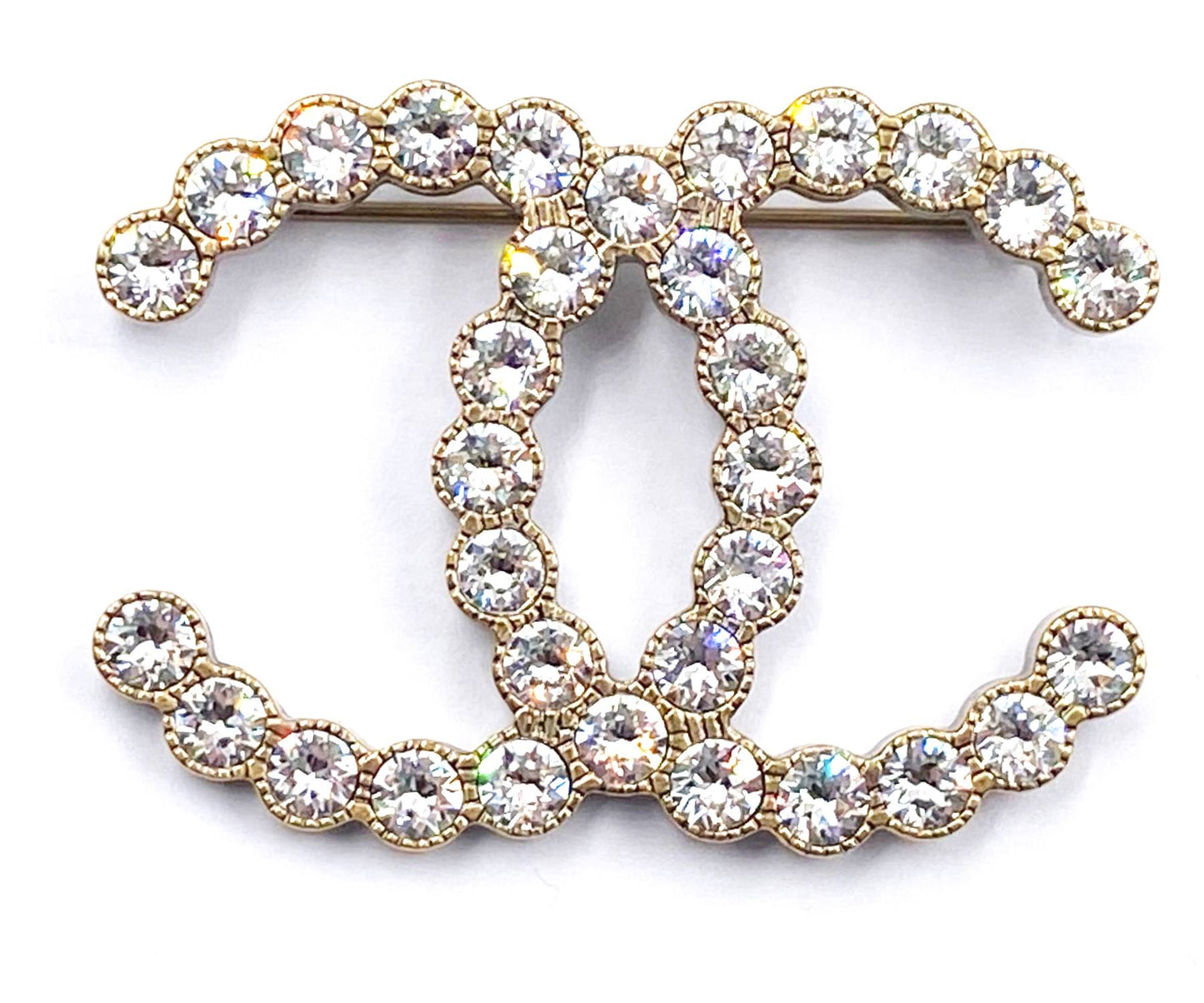 Chanel Classic Rustic Gold Crystal Brooch