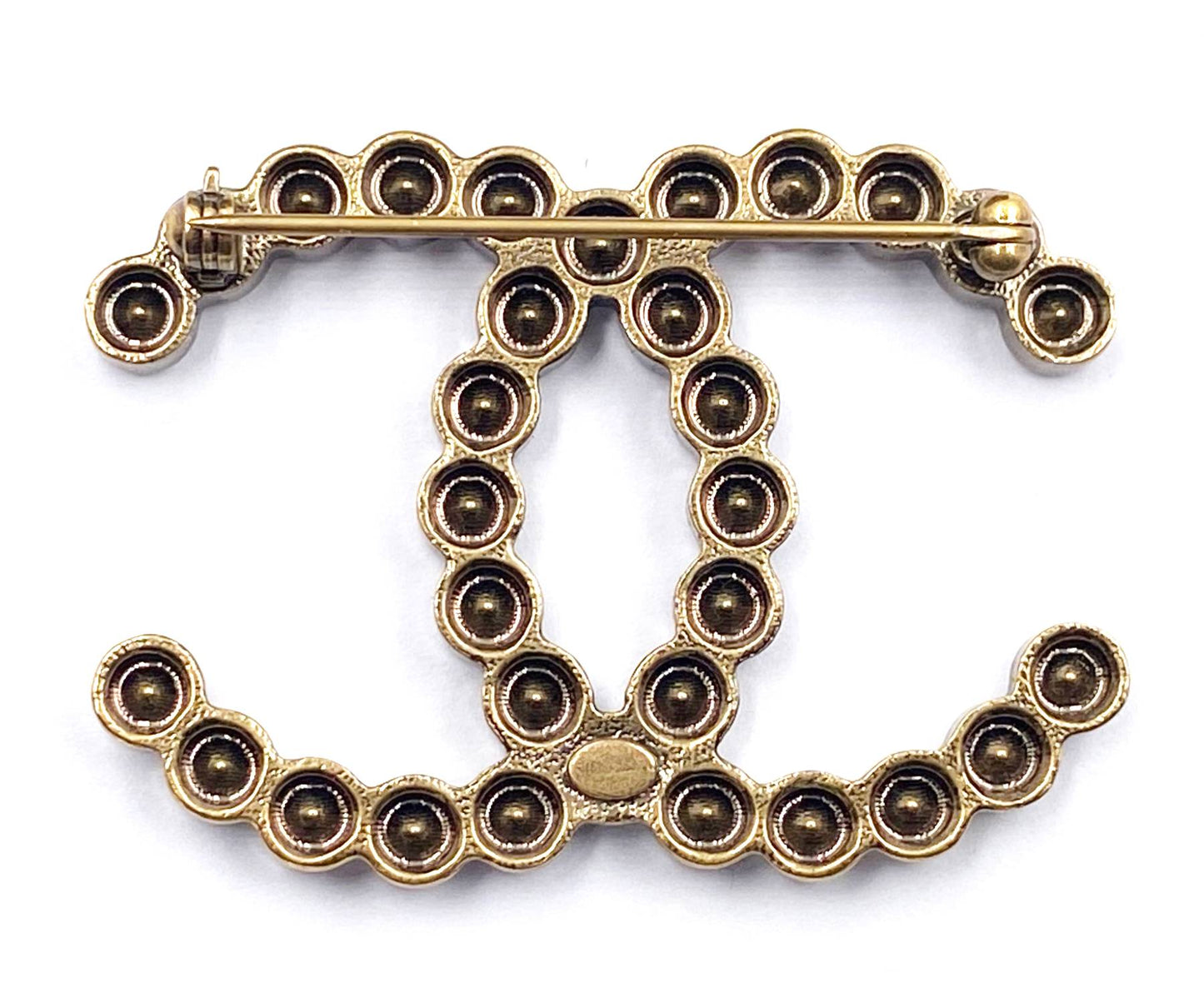 Chanel Classic Rustic Gold Crystal Brooch