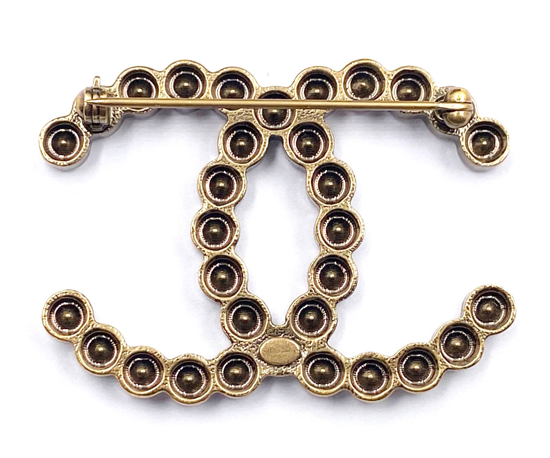 Chanel Classic Rustic Gold Crystal Brooch