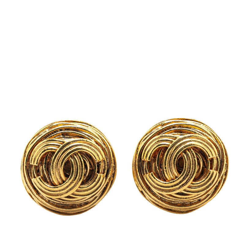Chanel Gold Plated Coco Mark   Earrings 94A