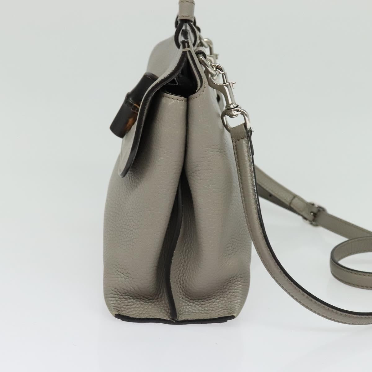 Gucci Bamboo Daily Top Handle Bag Leather Gray Leather Bag