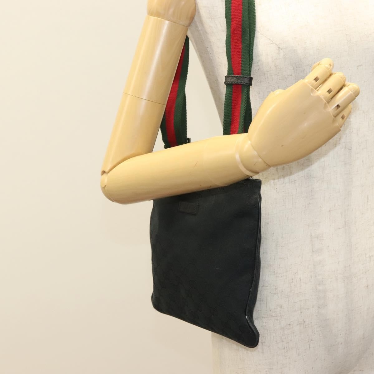 Gucci Web Strap Zip Messenger Bag Gg Canvas Black Canvas Shoulder Bag Bag