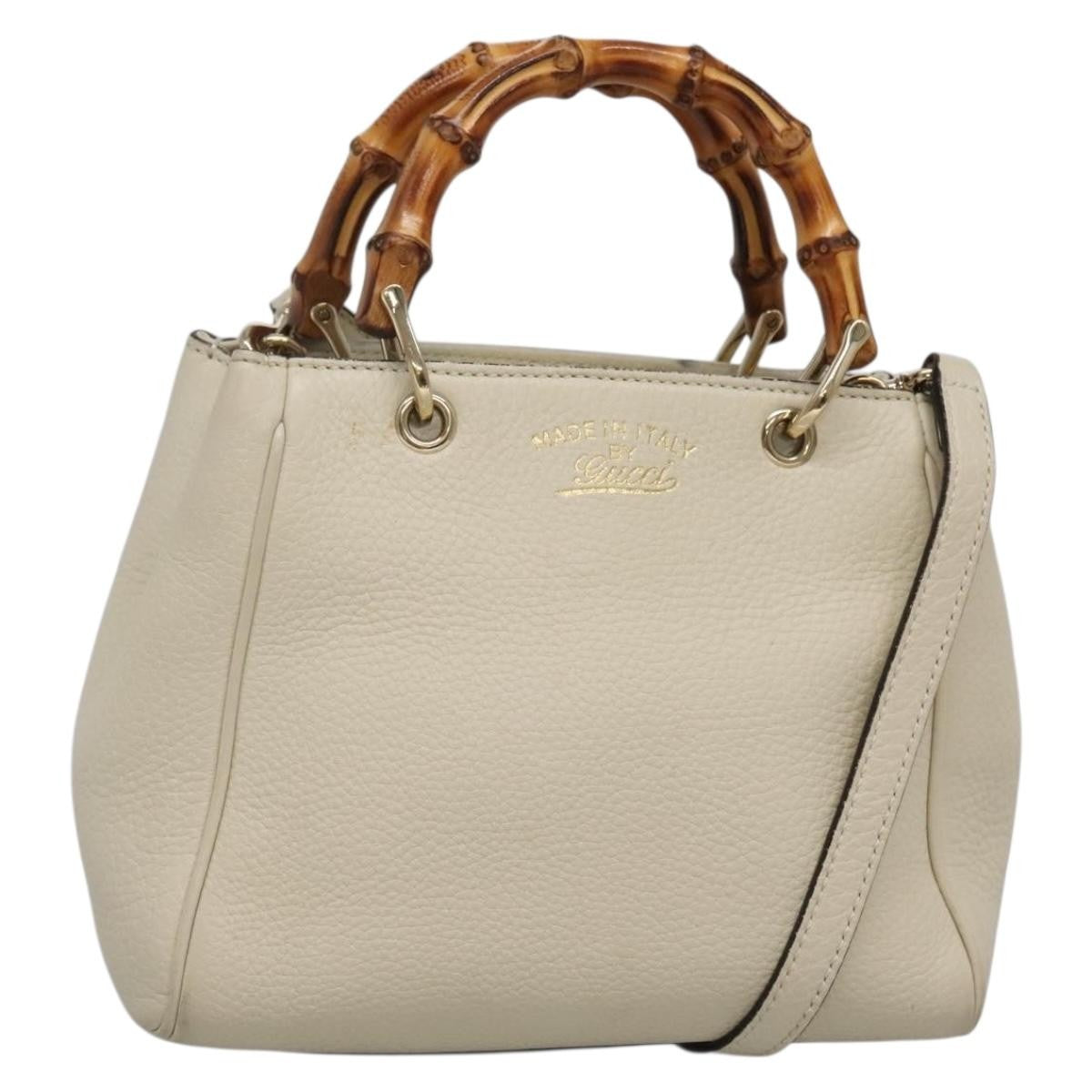 Gucci Bamboo Shopper Bag Leather White Leather Bag