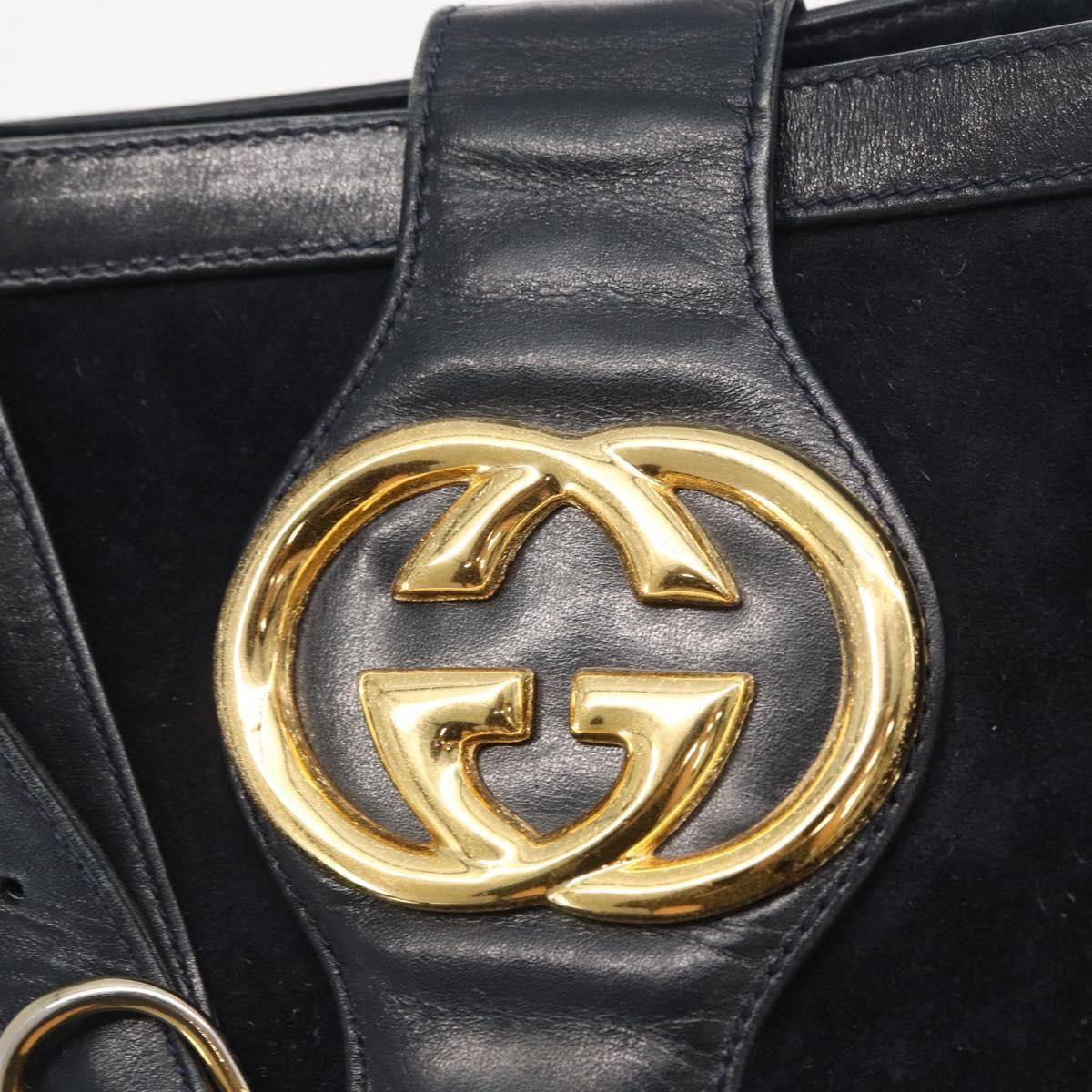 Gucci Sherry Line Shoulder Bag Suede Navy Suede Shoulder Bag Bag