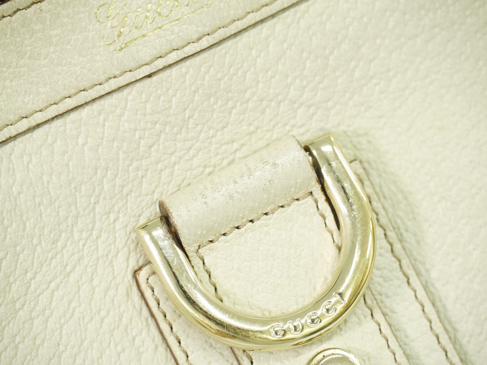 Gucci Abbey Leather With Gold Hardware Ecru Leather Tote Bag Bag