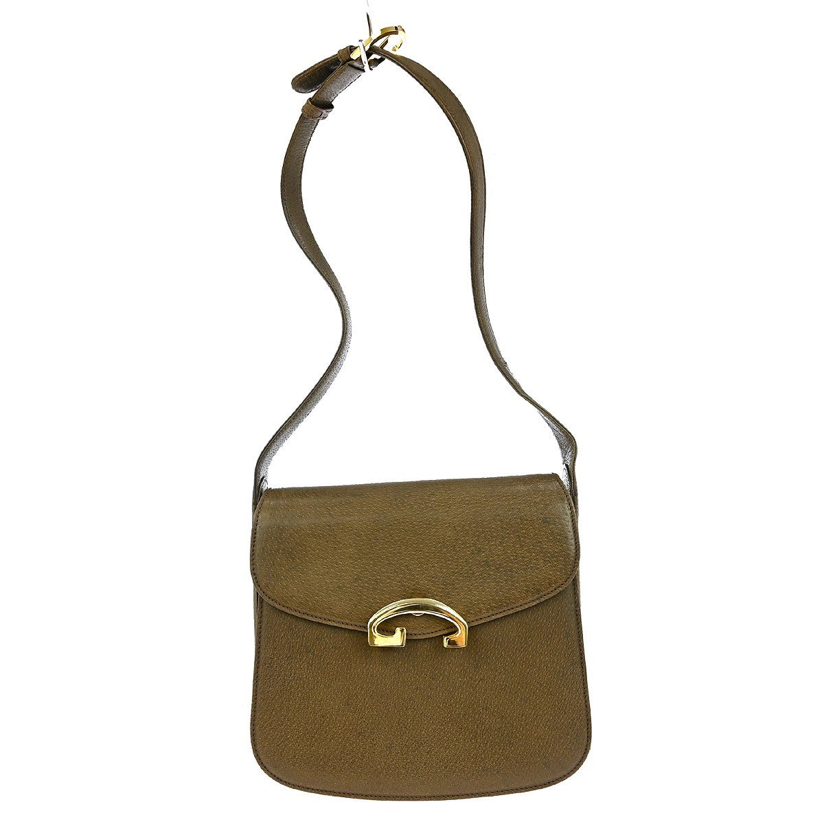 Gucci G Logo Shoulder Bag Leather Brown Leather Shoulder Bag Bag