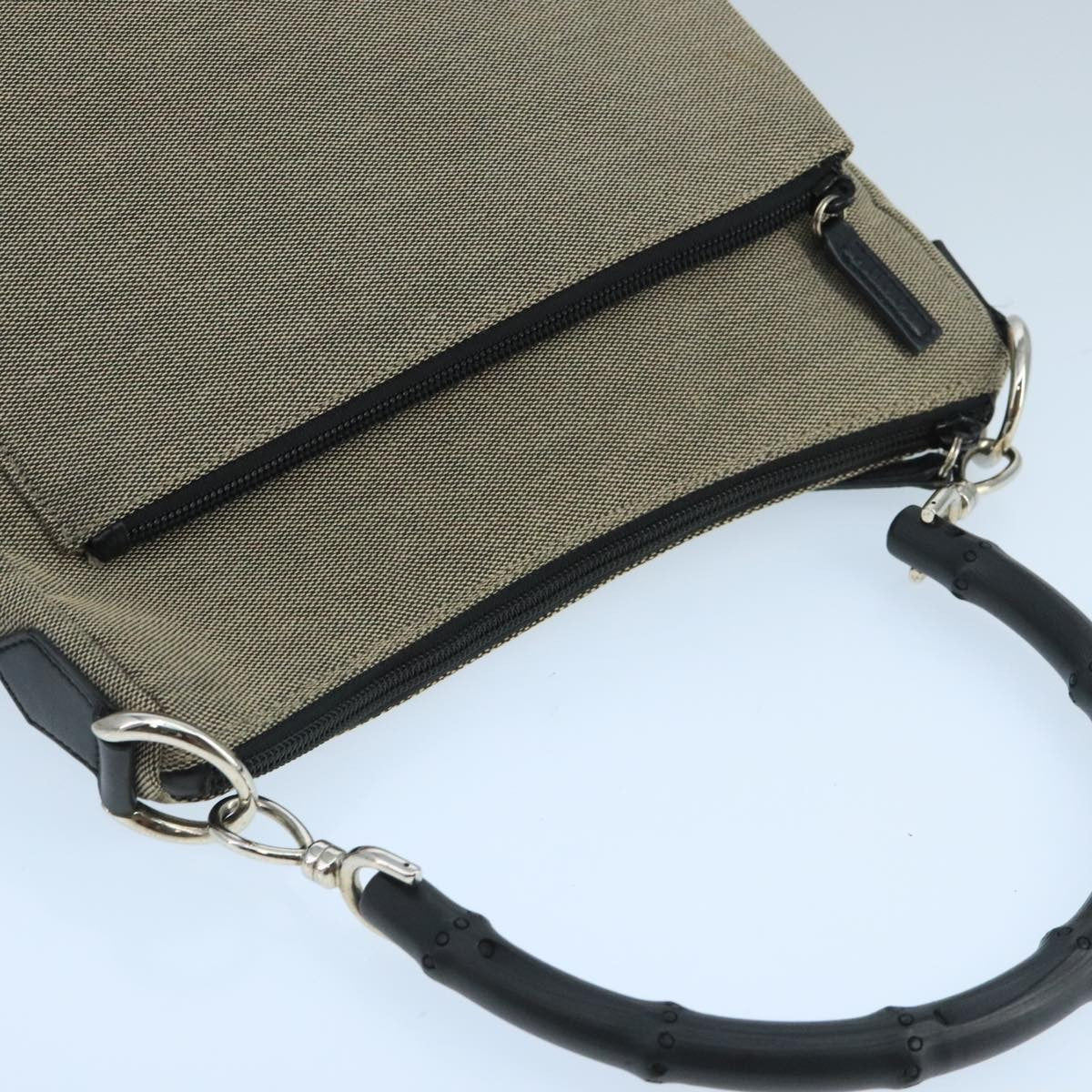 Gucci Bamboo Handle Tote Canvas Beige Canvas Shoulder Bag Bag