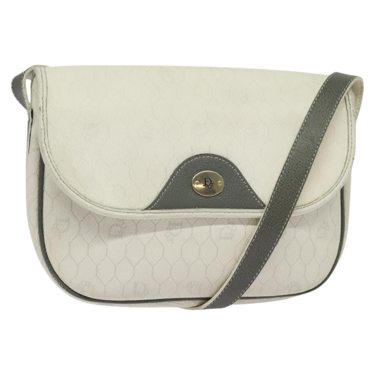 Dior Crossbody Bag Christian Honeycomb Coated Bag Canvas White Flap