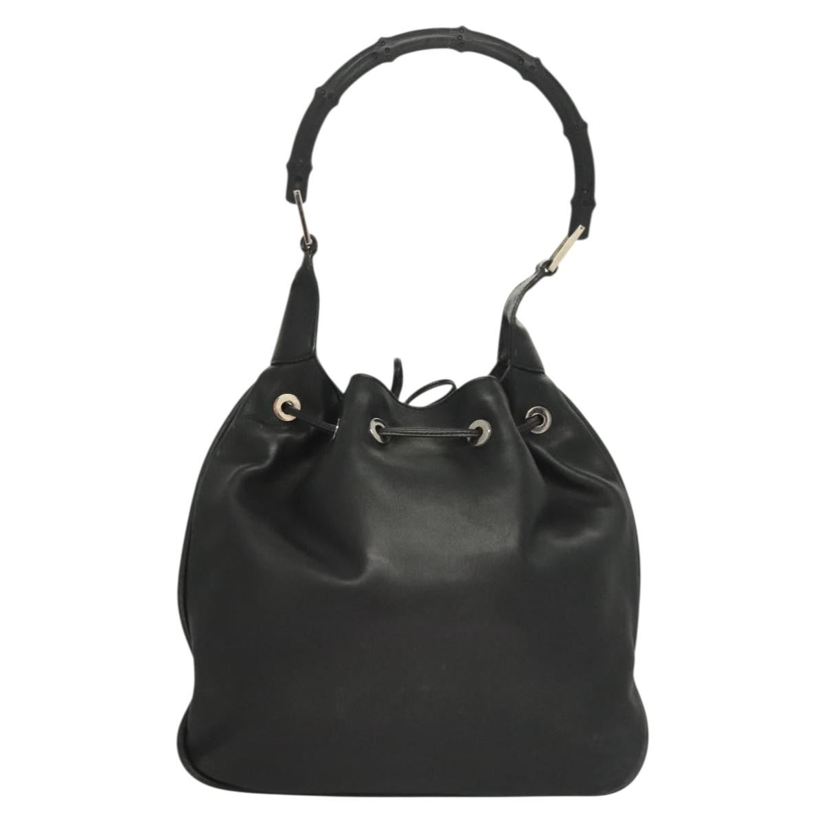 Gucci Bamboo Shoulder Bag Leather Black Leather Handbag
