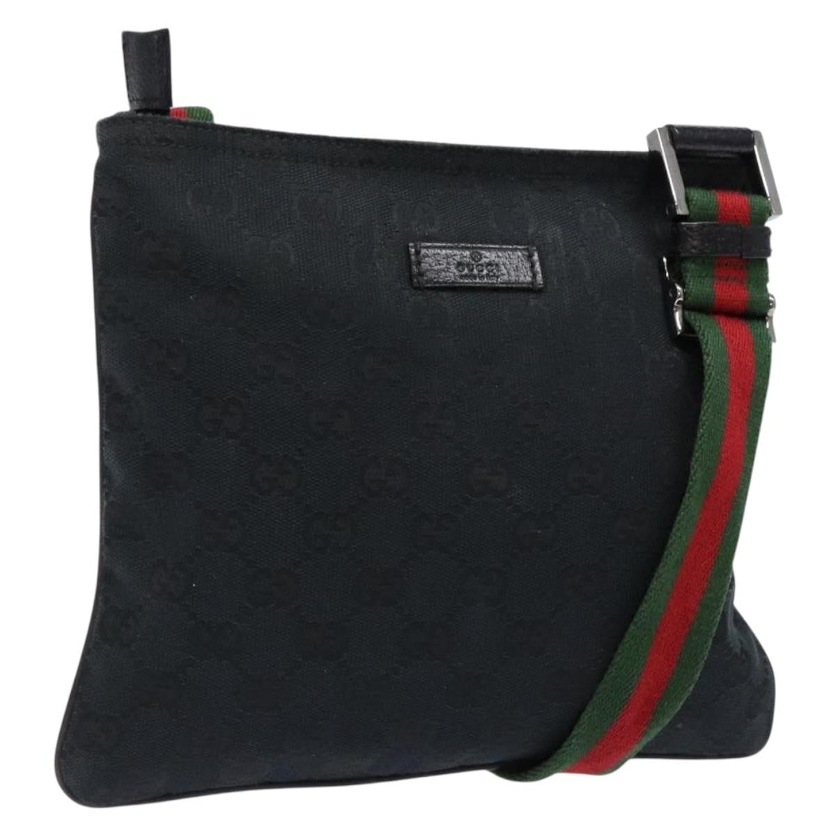 Gucci Web Strap Zip Messenger Bag Gg Canvas Black Canvas Shoulder Bag Bag