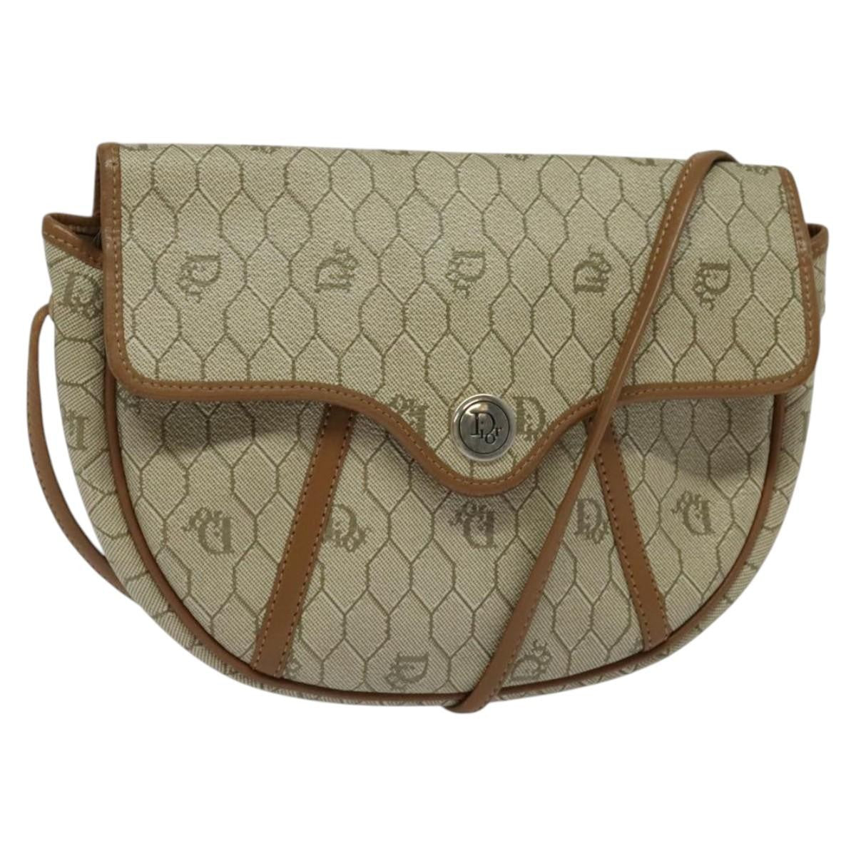 Dior Shoulder Bag Christian Honeycomb Bag Canvas Beige