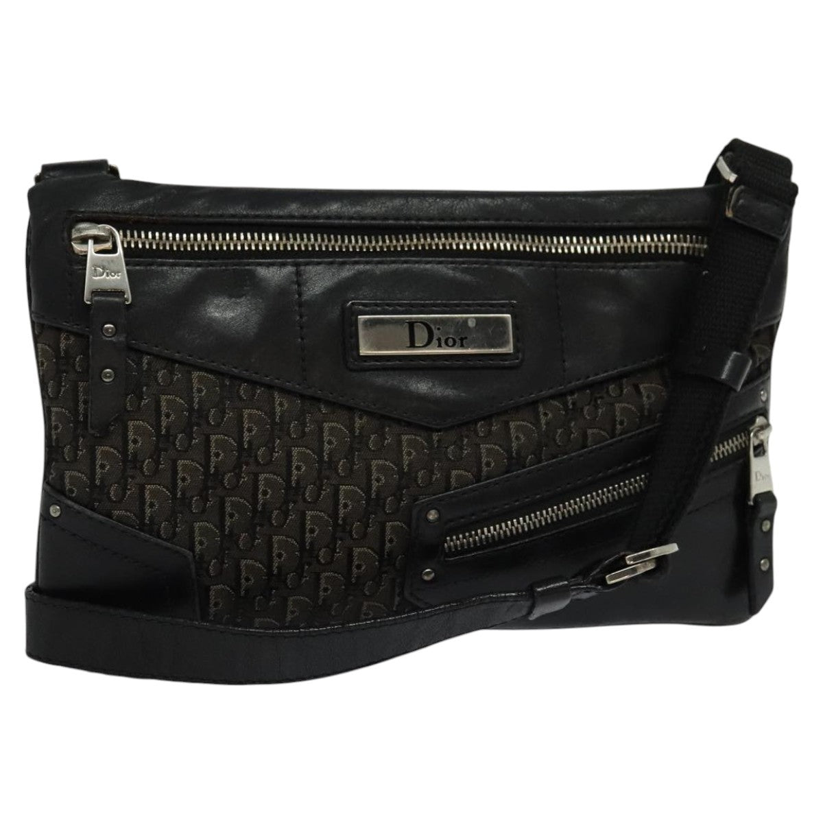 Dior Shoulder Bag Christian Trotter Bag Canvas Black
