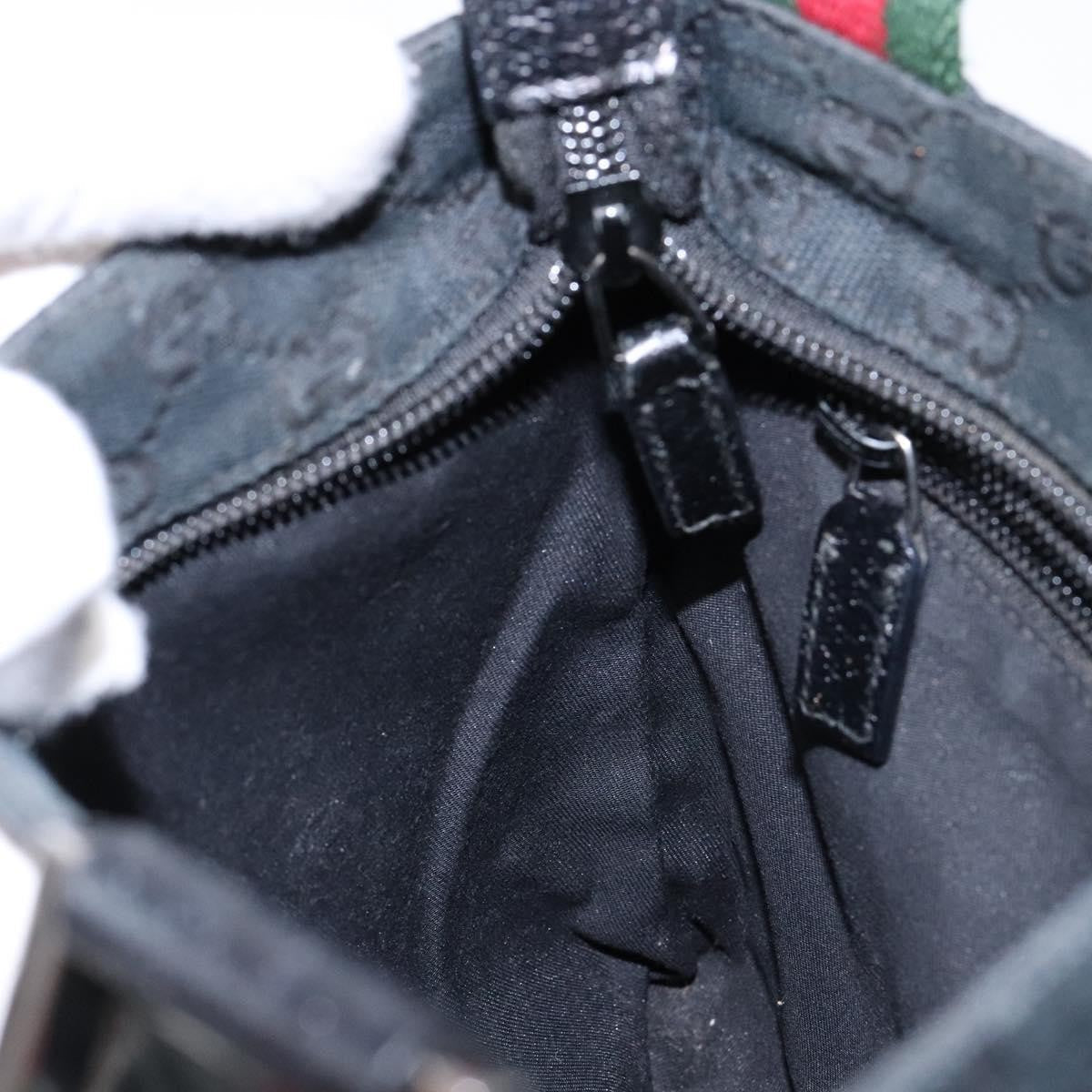 Gucci Web Strap Zip Messenger Bag Gg Canvas Black Canvas Shoulder Bag Bag