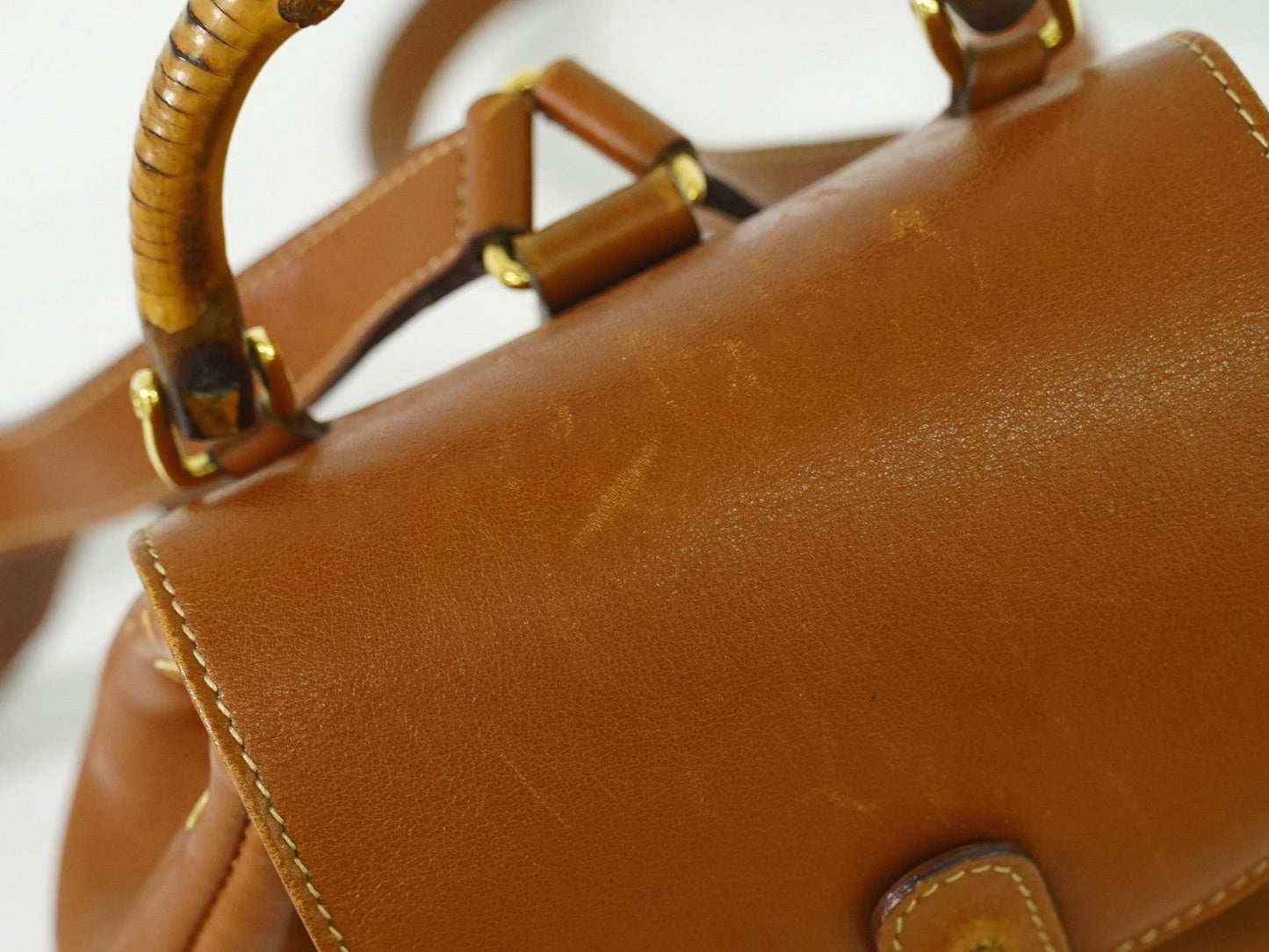 Gucci Bamboo Backpack Leather Brown Leather Backpack Bag