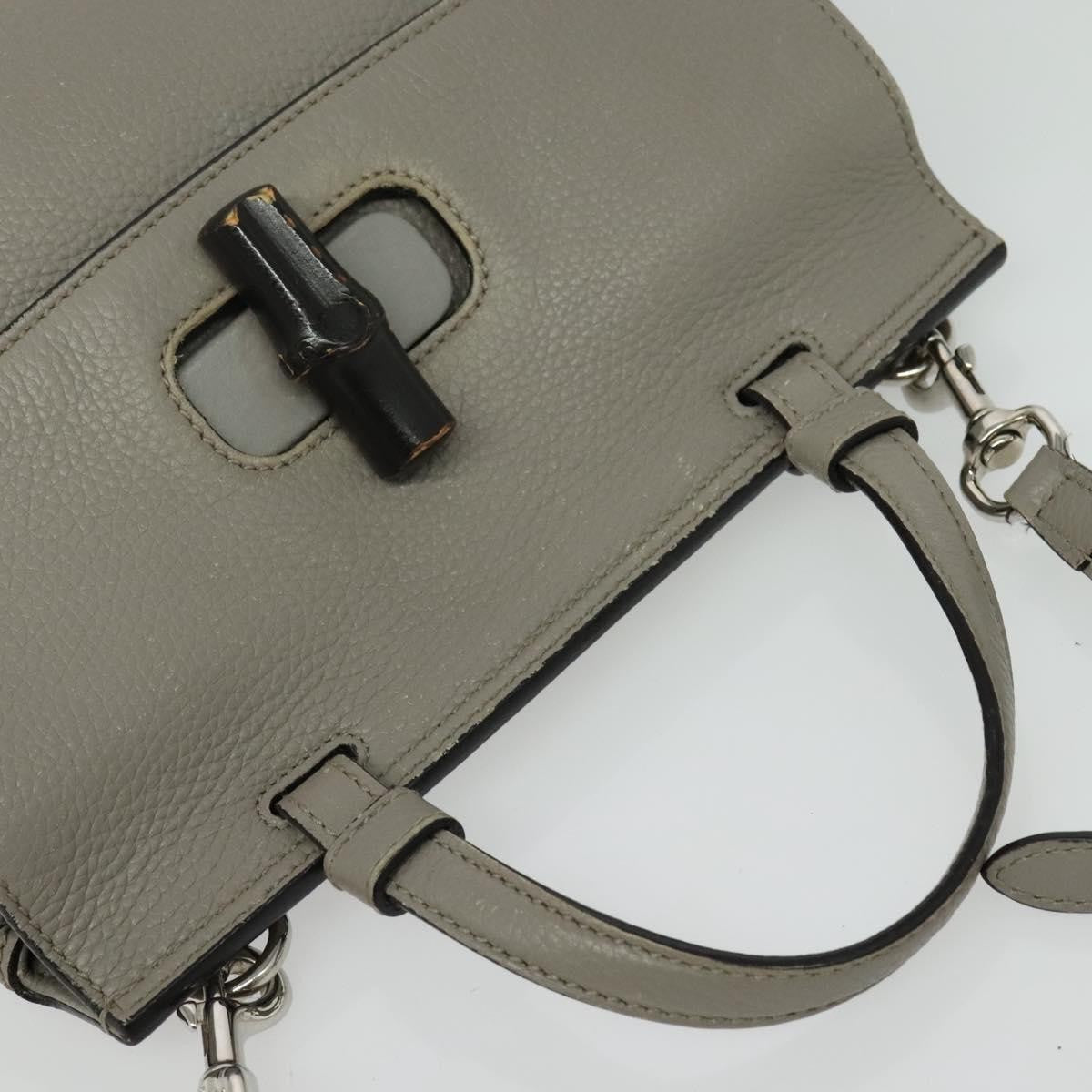 Gucci Bamboo Daily Top Handle Bag Leather Gray Leather Bag
