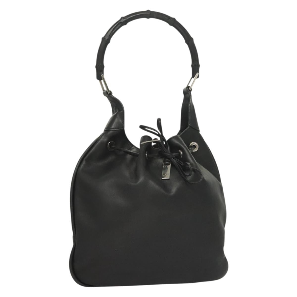 Gucci Bamboo Shoulder Bag Leather Black Leather Handbag