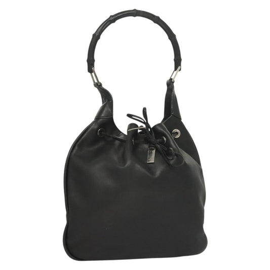 Gucci Bamboo Shoulder Bag Leather Black Leather Handbag