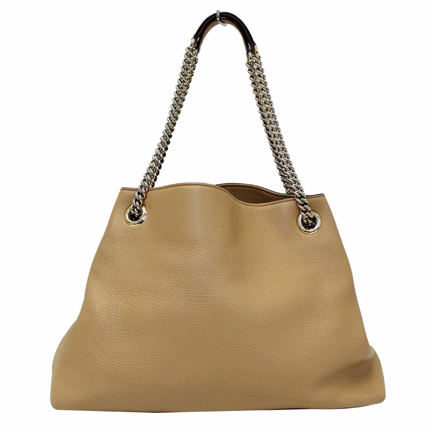 Gucci Soho Pebbled Shoulder Bag Leather Beige