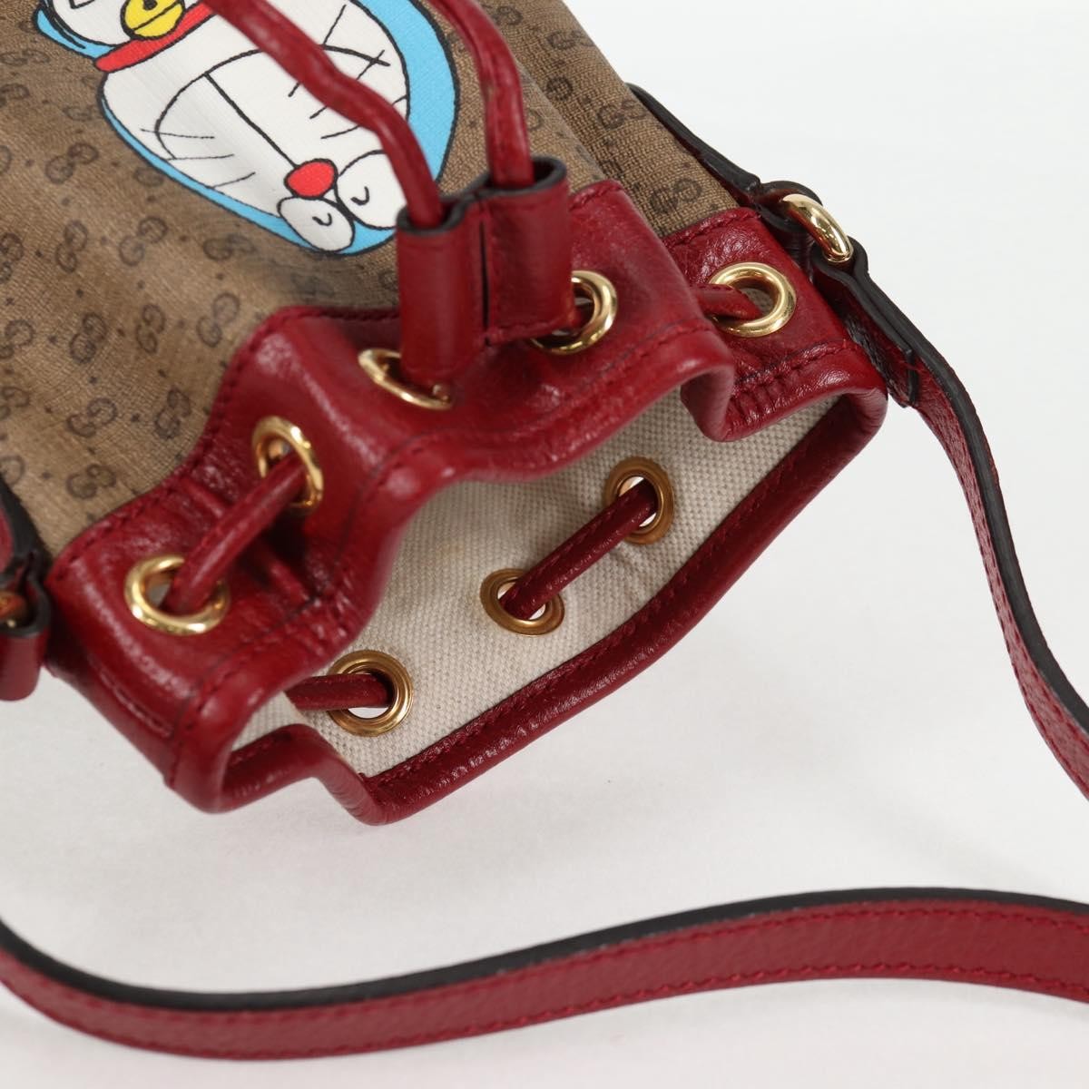 Gucci Doraemon Bucket Bag Printed Mini Gg Coated Canvas Beige Pvc Bag