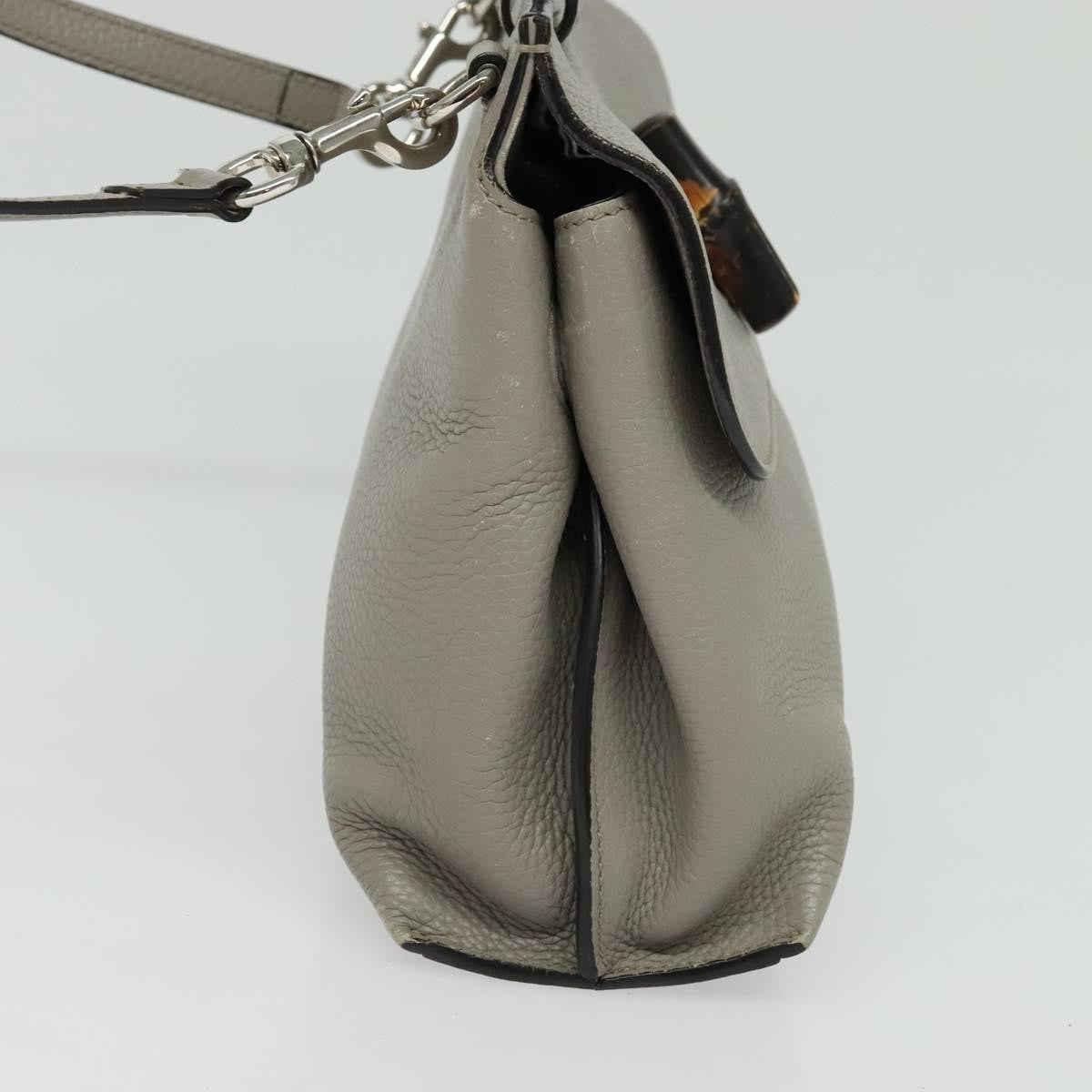 Gucci Bamboo Daily Top Handle Bag Leather Gray Leather Bag