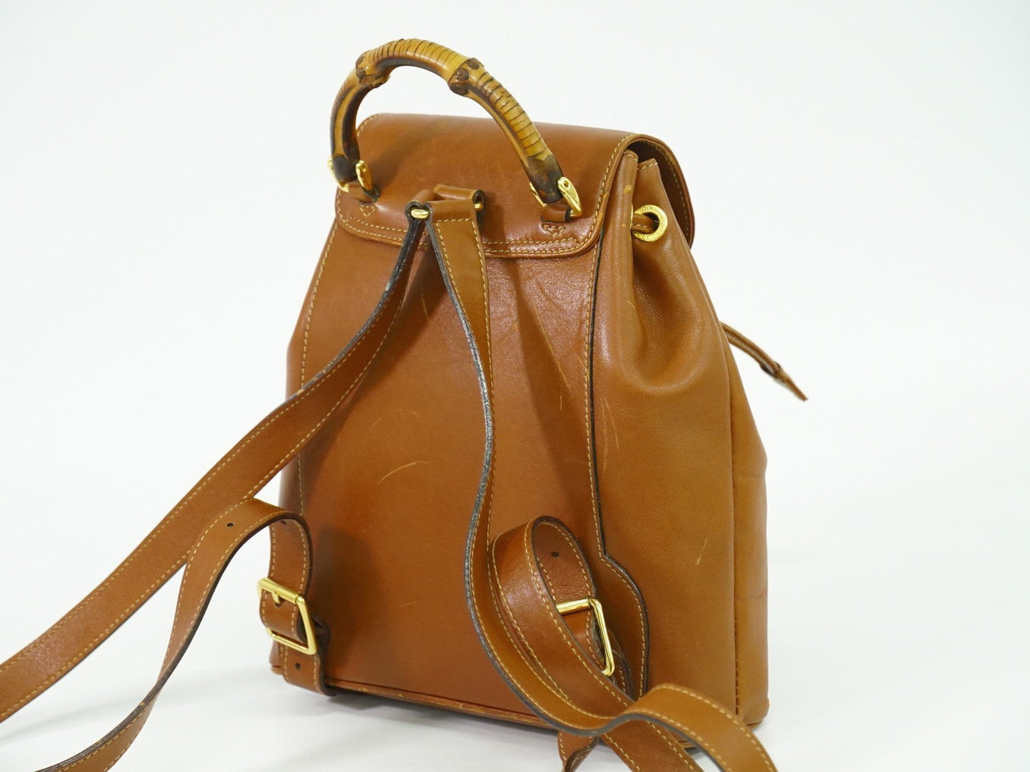 Gucci Bamboo Backpack Leather Brown Leather Backpack Bag