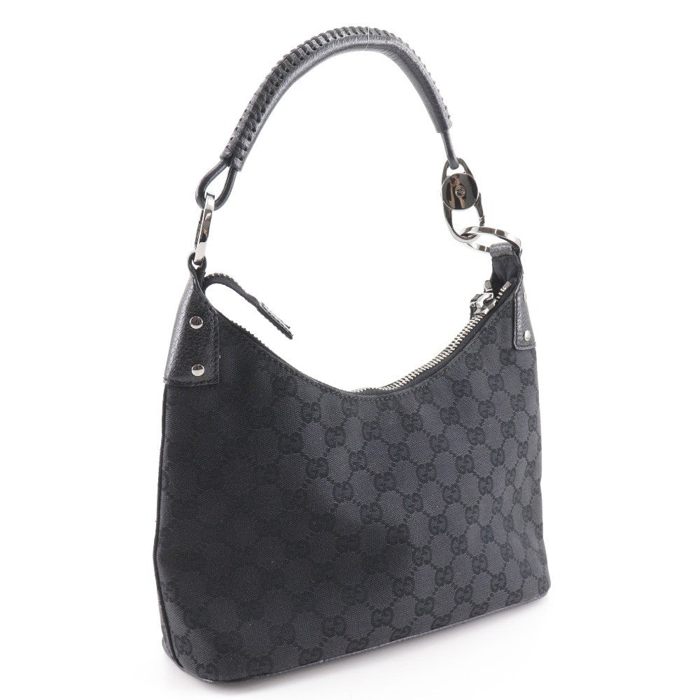 Gucci Ring Handle Zip Hobo Gg Canvas Black Canvas Shoulder Bag Bag