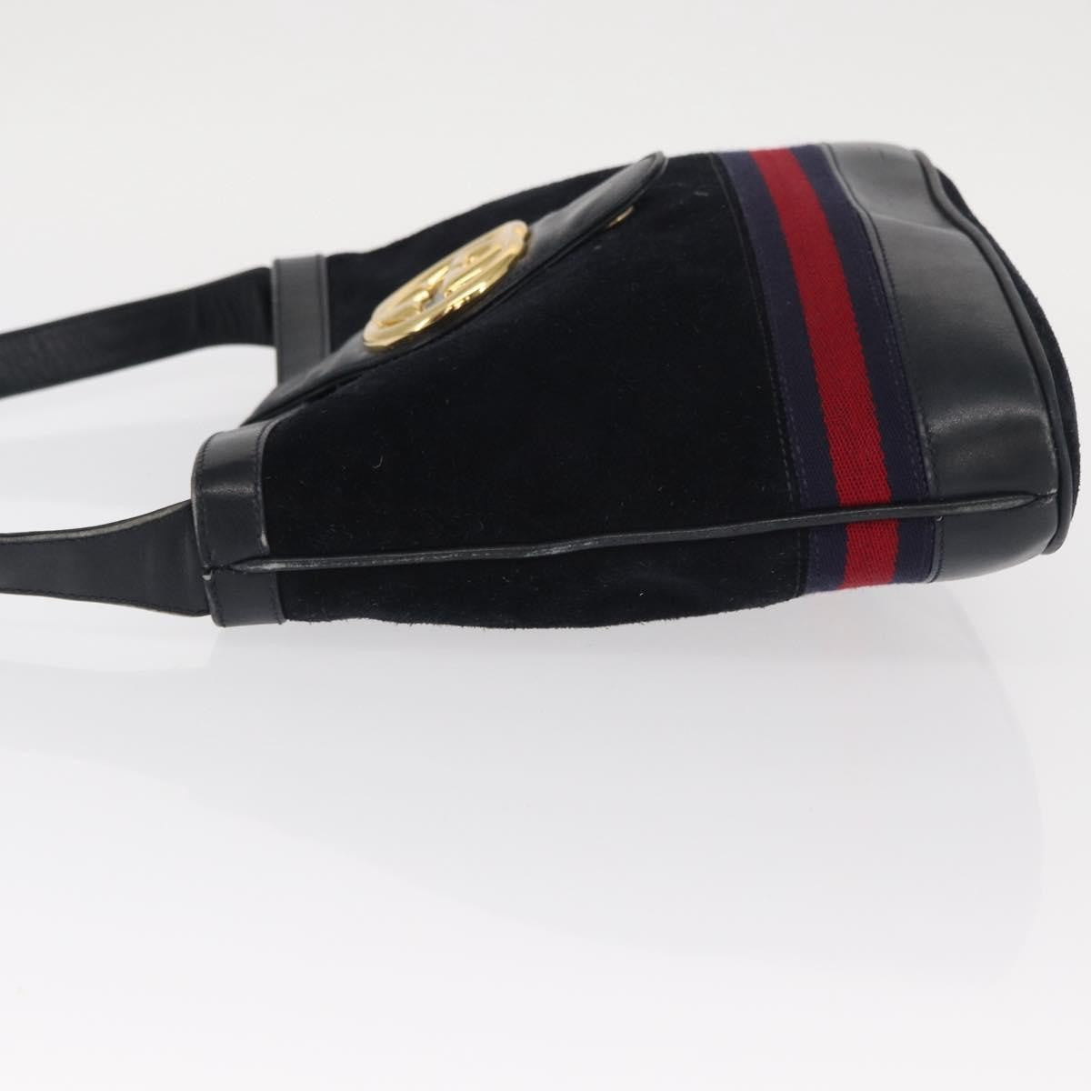 Gucci Sherry Line Shoulder Bag Suede Navy Suede Shoulder Bag Bag