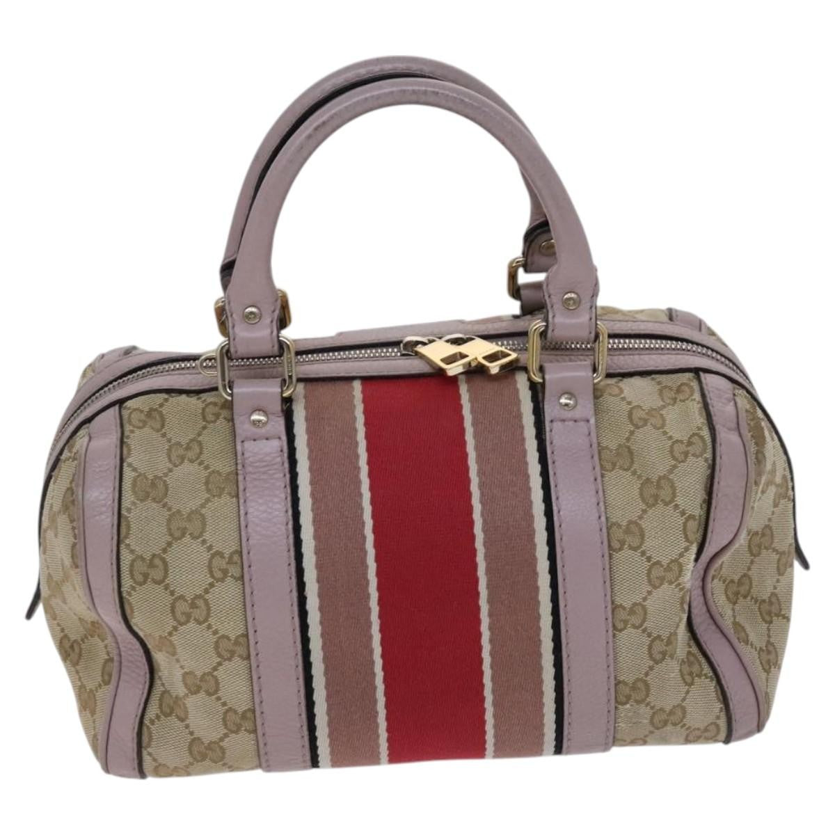 Gucci Web Boston Bag Gg Canvas Beige Canvas Bag