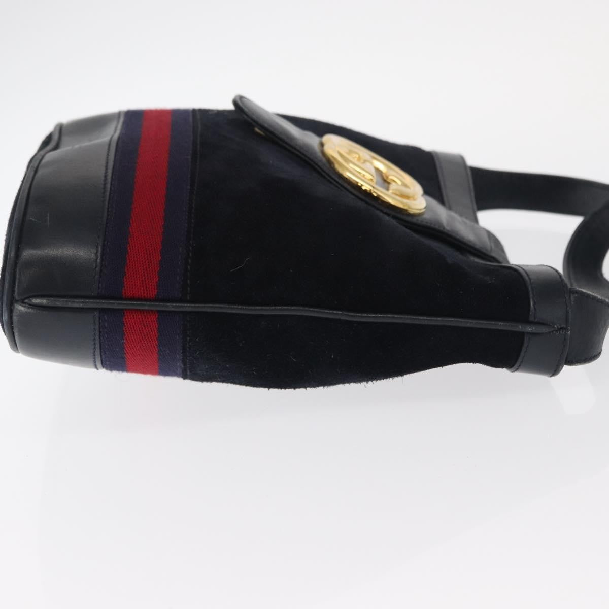 Gucci Sherry Line Shoulder Bag Suede Navy Suede Shoulder Bag Bag