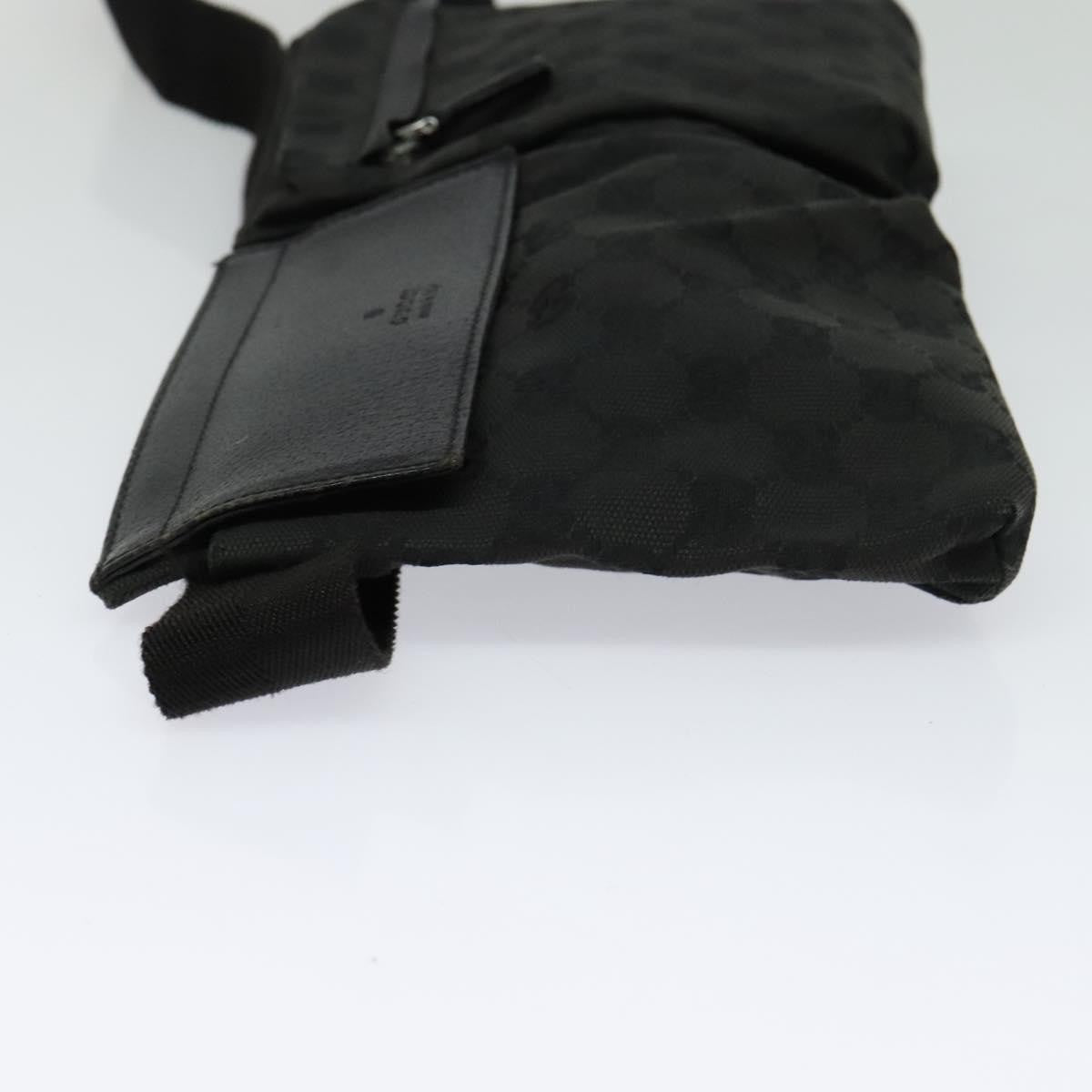 Gucci Double Belt Bag Gg Canvas With Leather Black Canvas Bag