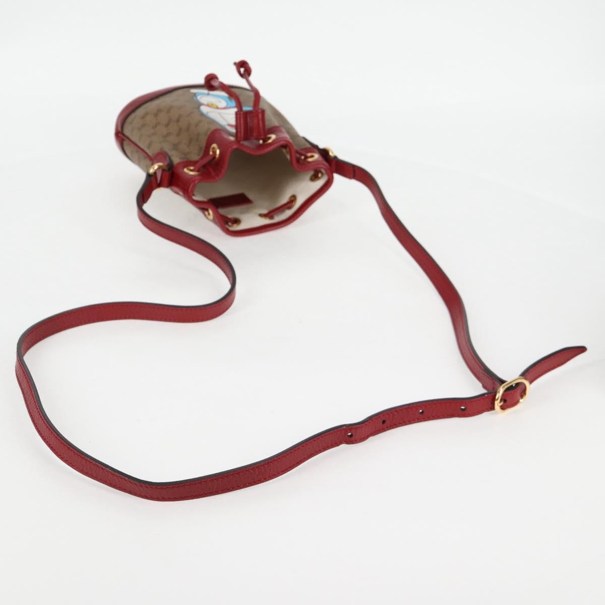 Gucci Doraemon Bucket Bag Printed Mini Gg Coated Canvas Beige Pvc Bag