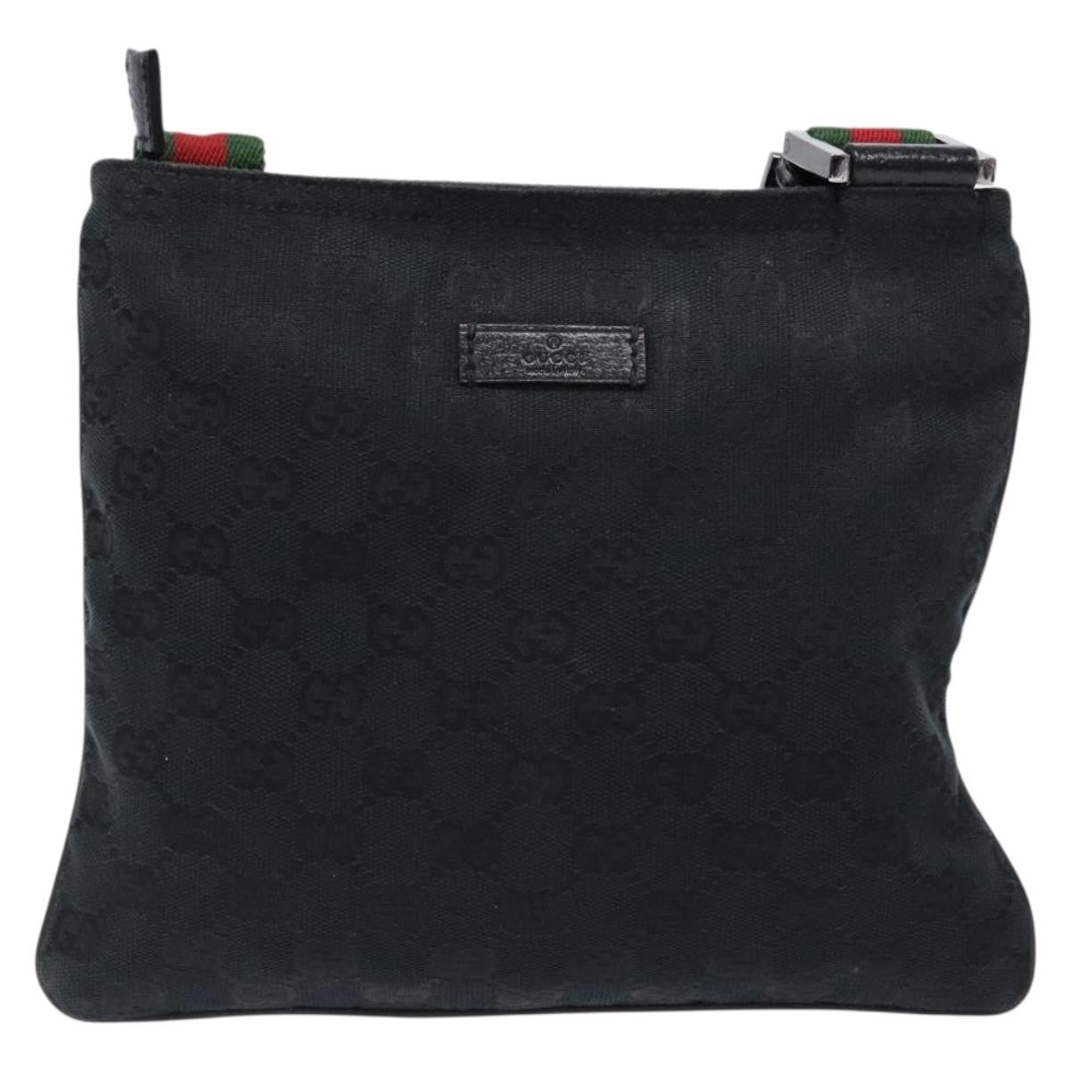 Gucci Web Strap Zip Messenger Bag Gg Canvas Black Canvas Shoulder Bag Bag