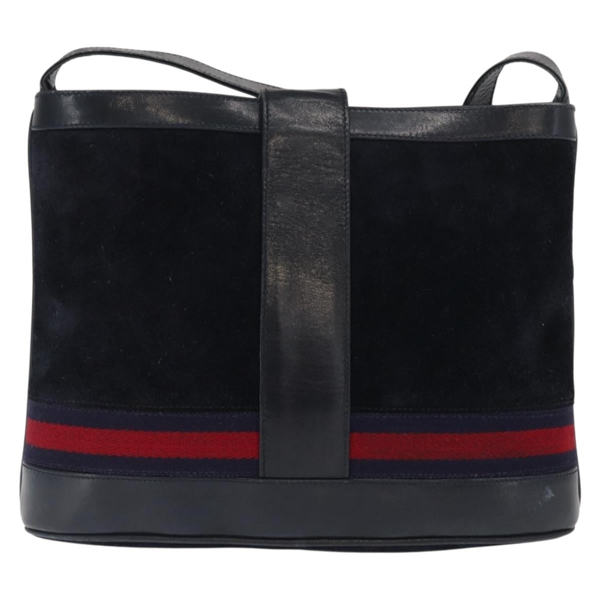 Gucci Sherry Line Shoulder Bag Suede Navy Suede Shoulder Bag Bag