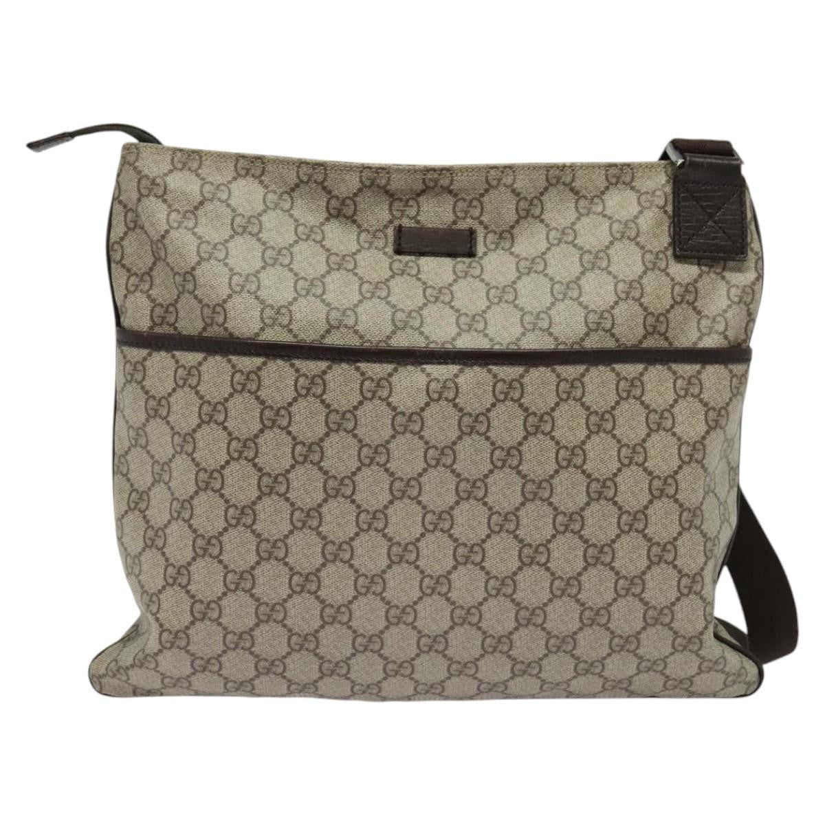 Gucci Zip Top Messenger Bag Gg Coated Canvas Beige Canvas Shoulder Bag Bag