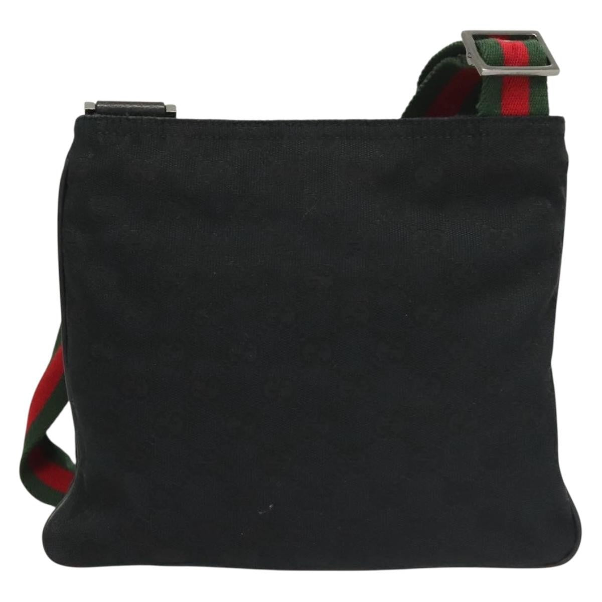 Gucci Web Strap Zip Messenger Bag Gg Canvas Black Canvas Shoulder Bag Bag