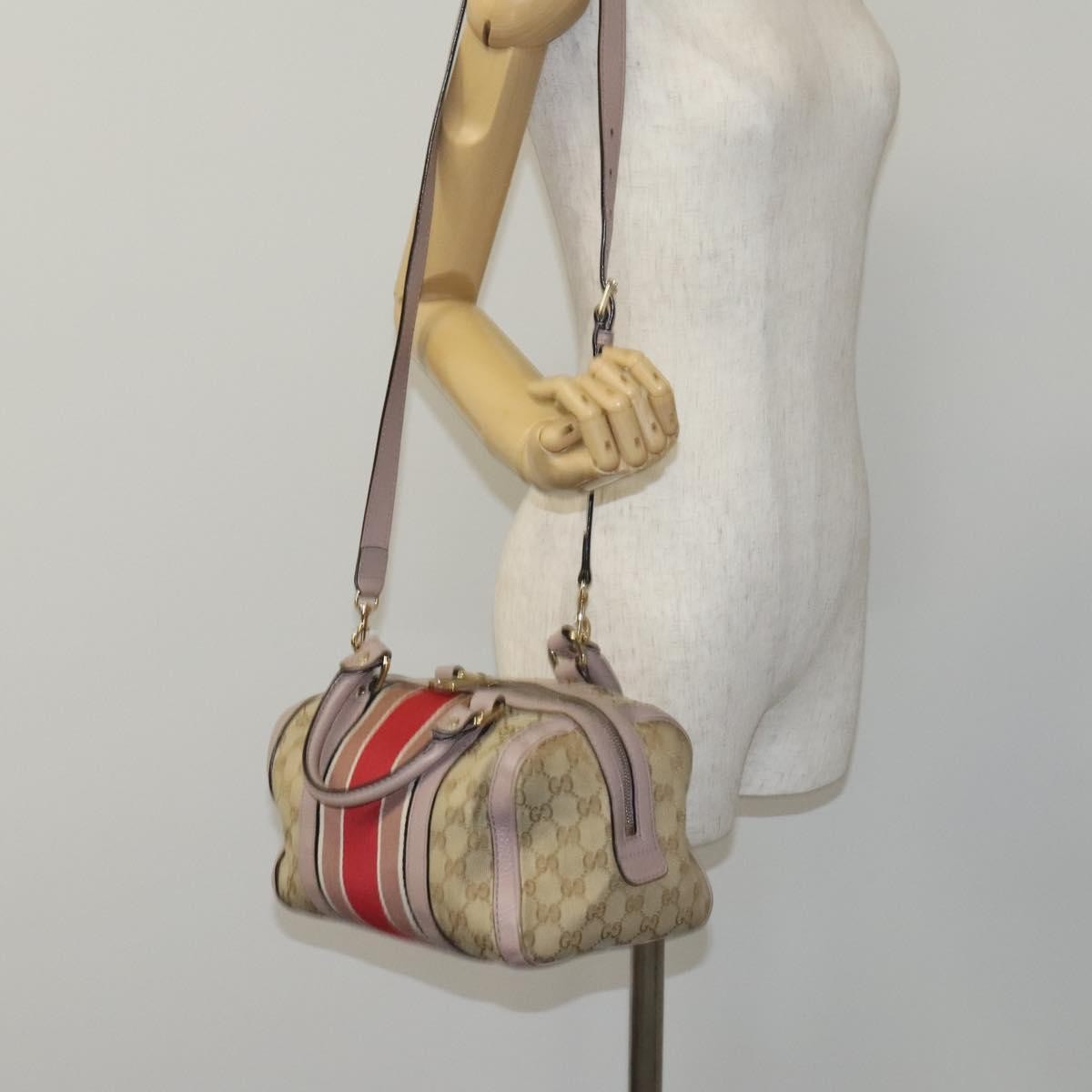 Gucci Web Boston Bag Gg Canvas Beige Canvas Bag