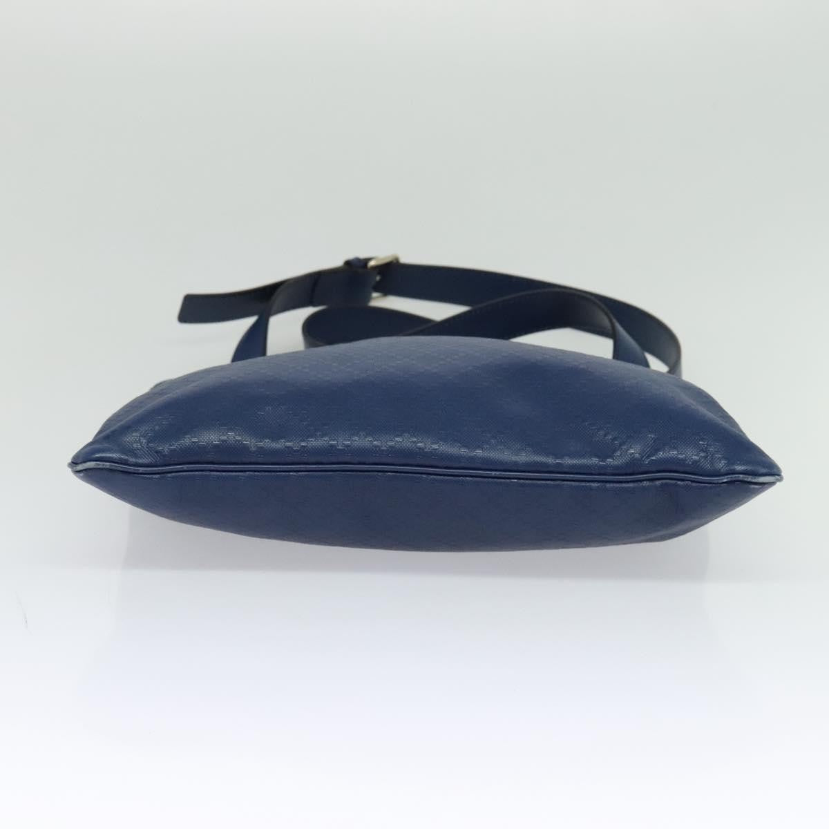 Gucci Zip Top Messenger Bag Diamante Leather Blue Leather Shoulder Bag Bag
