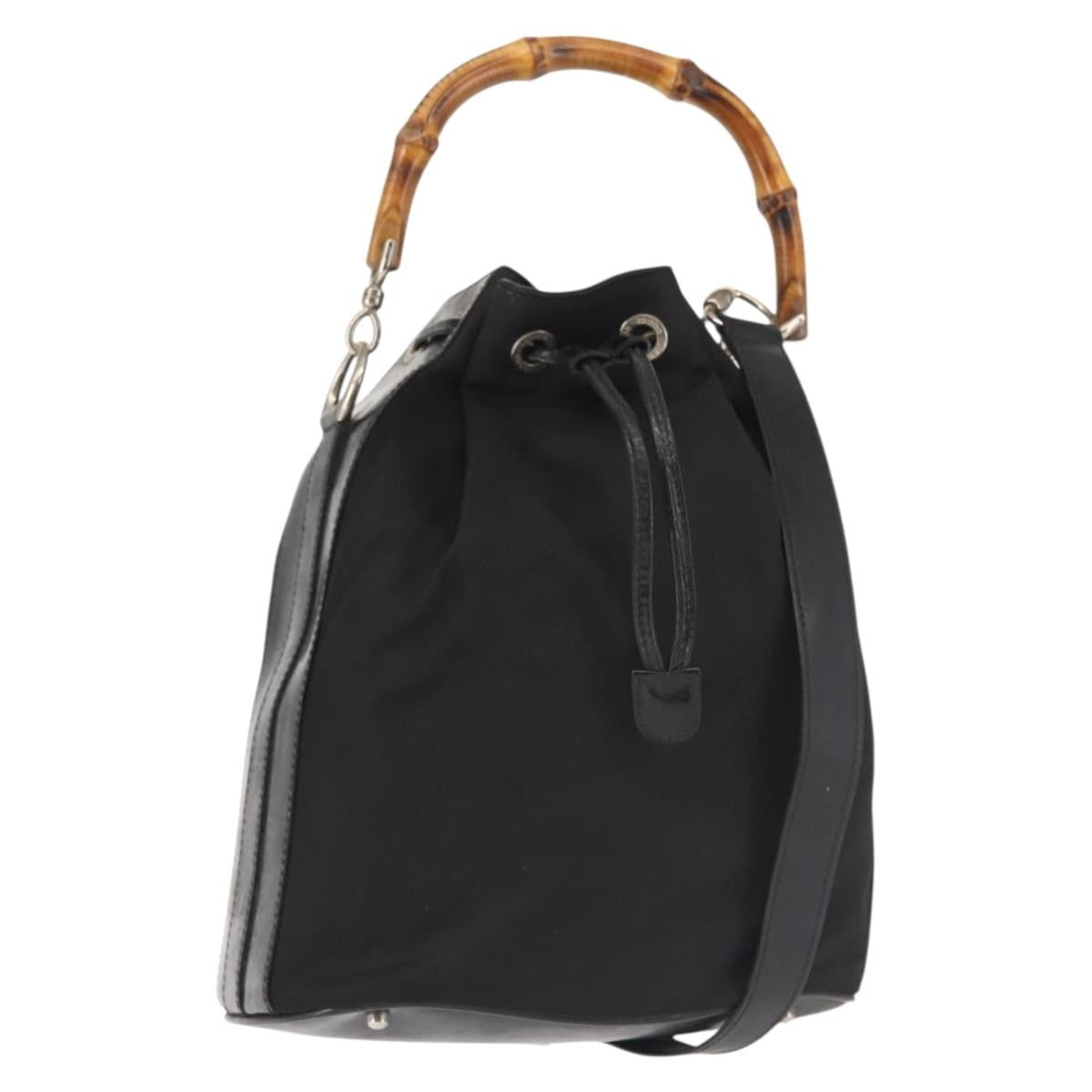 Gucci Bamboo Bucket Bag Nylon And Leather Black Nylon Bag