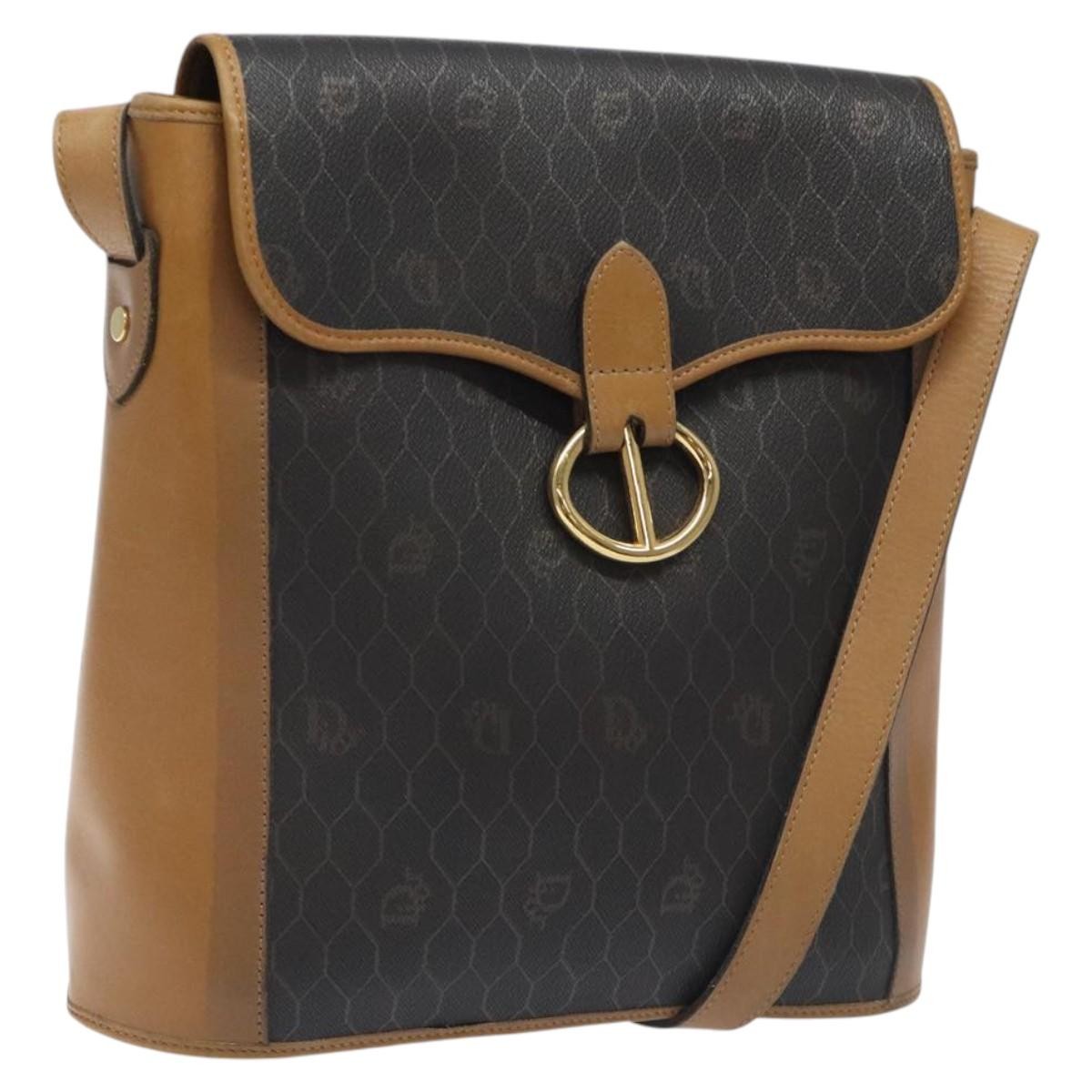 Dior Crossbody Bag Christian Honeycomb And Bag Leather Canvas Black