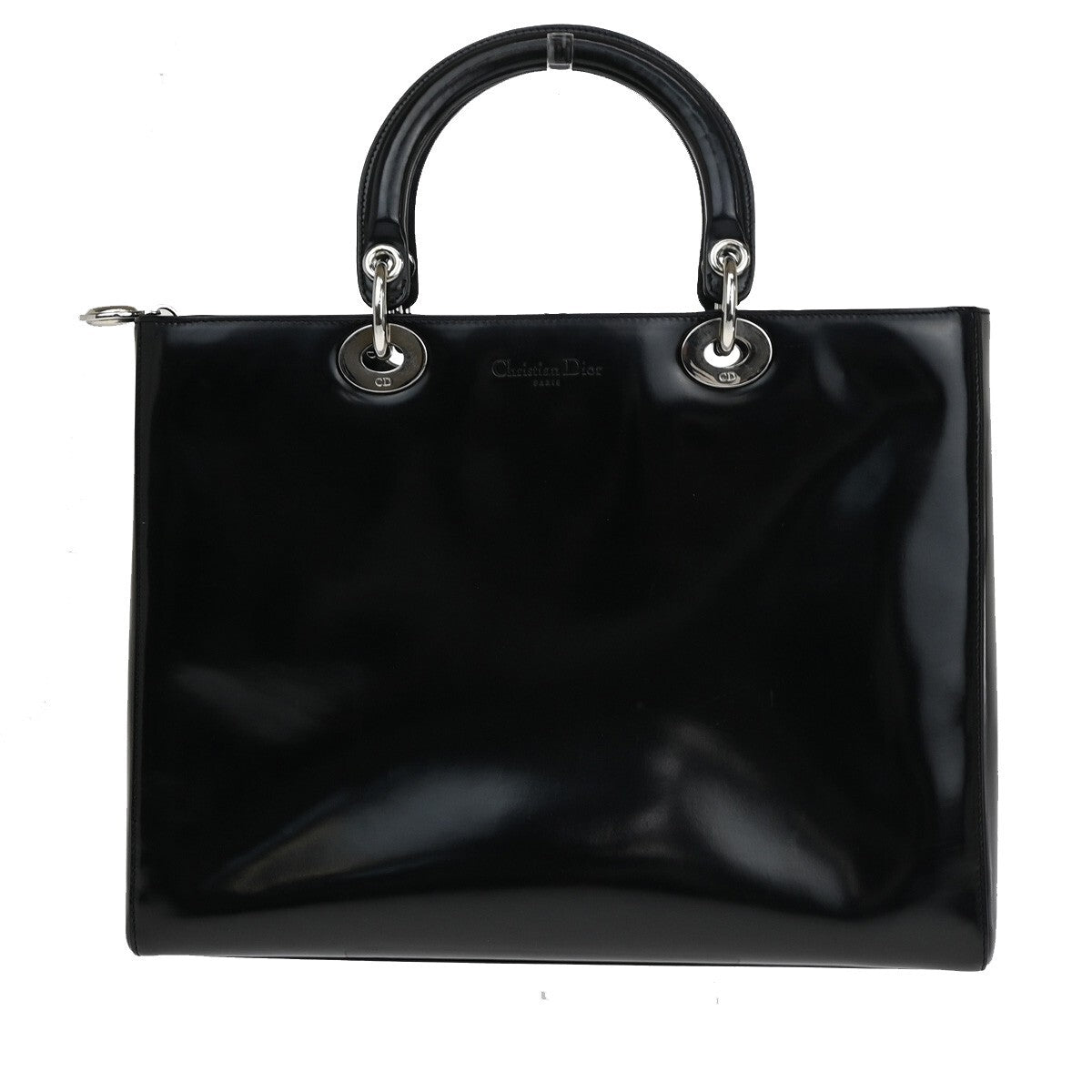 Dior Handbag Christian Lady Noir Cuir Vernis Bag Leather Patent Black