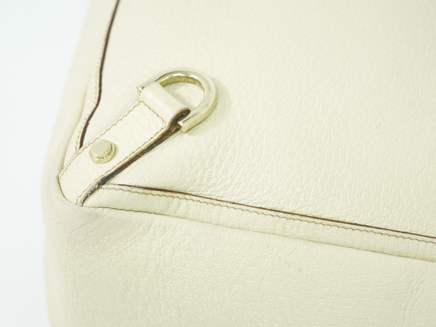 Gucci Abbey Leather With Gold Hardware Ecru Leather Tote Bag Bag