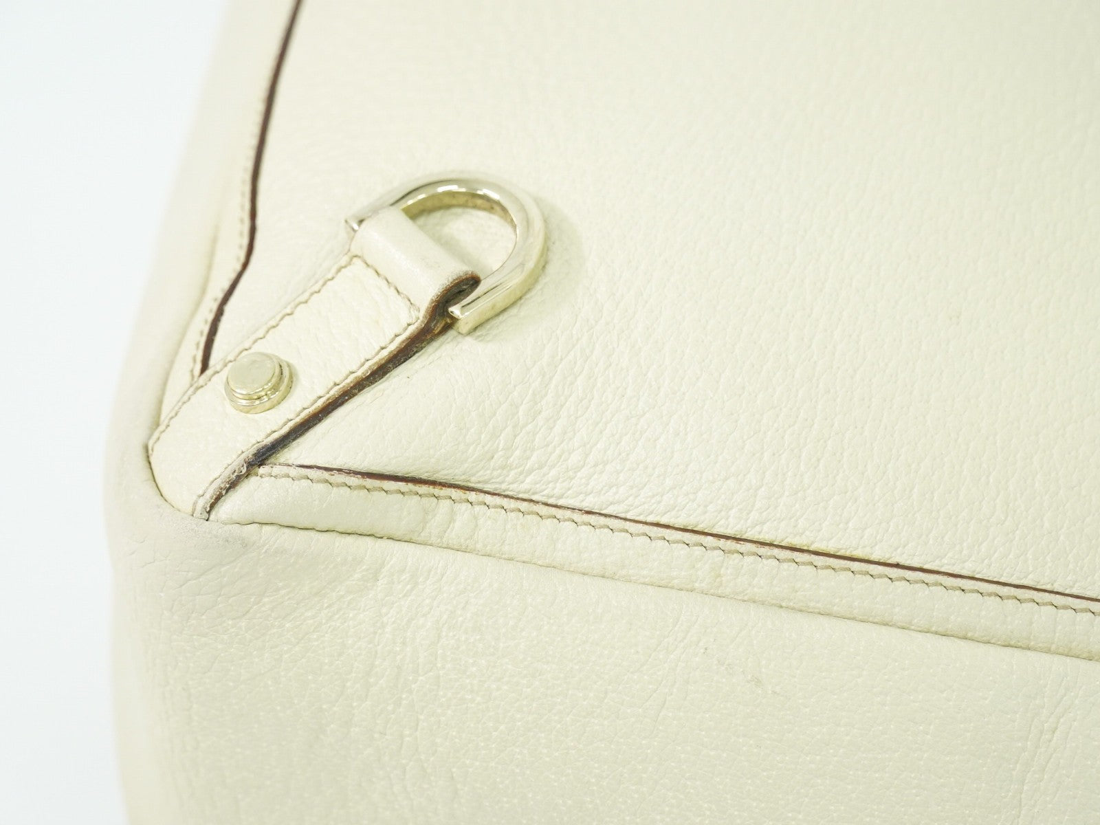 Gucci Abbey Leather With Gold Hardware Ecru Leather Tote Bag Bag