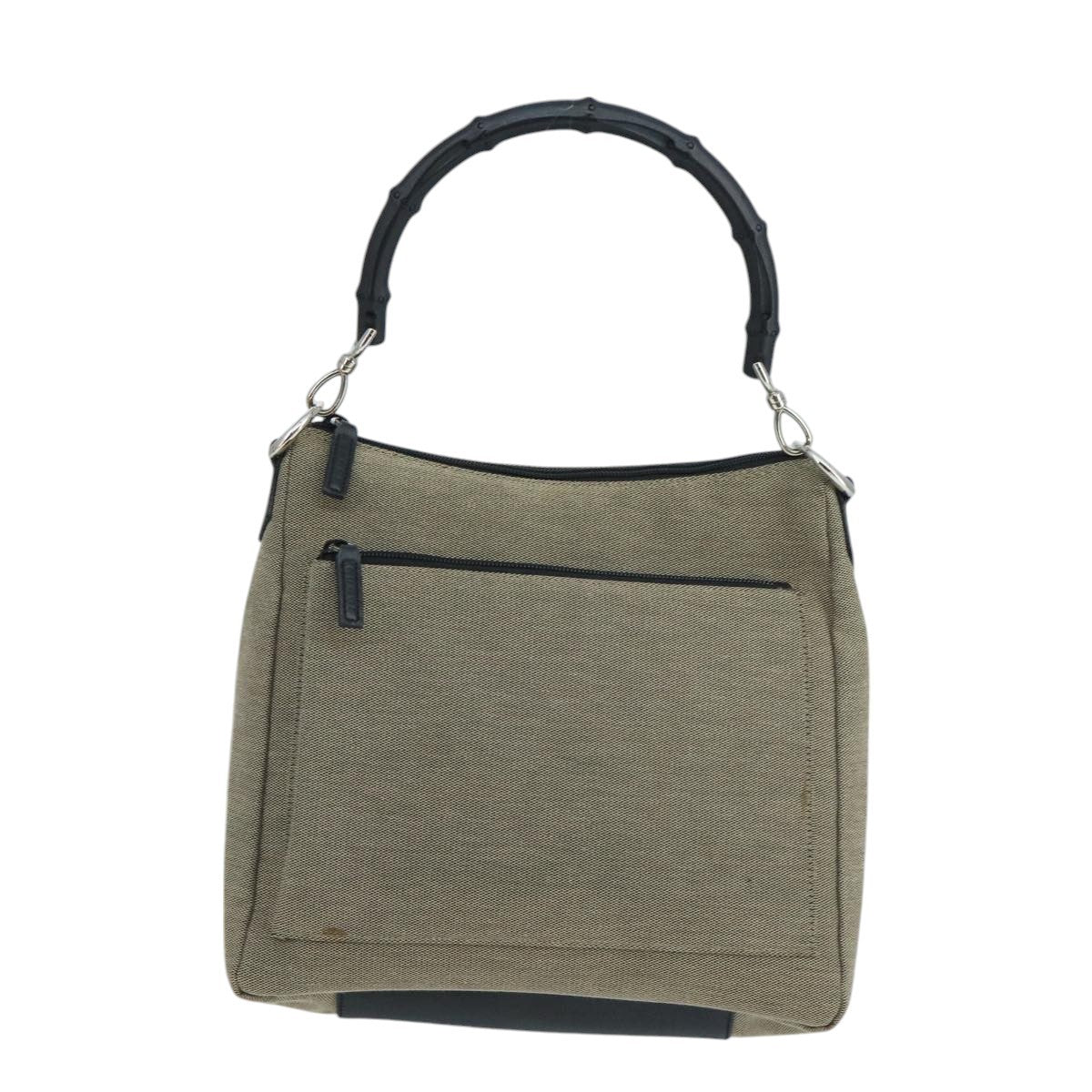 Gucci Bamboo Handle Tote Canvas Beige Canvas Shoulder Bag Bag