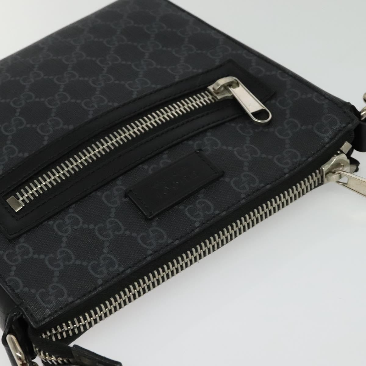 Gucci Web Strap Front Zip Messenger Bag Gg Coated Canvas Black Canvas Bag