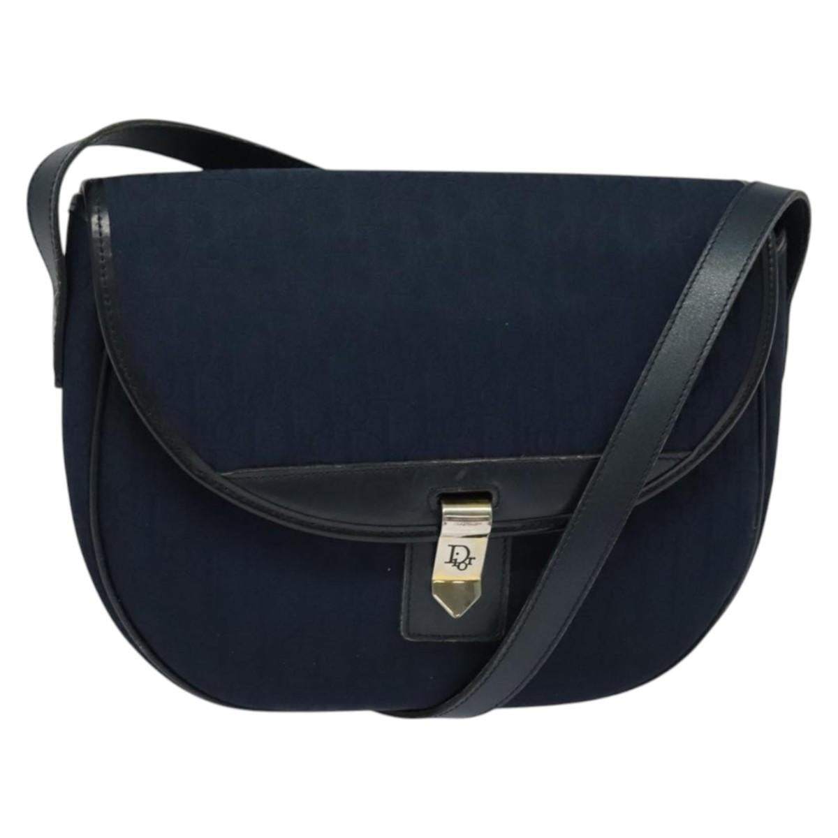 Dior Shoulder Bag Christian Trotter Bag Canvas Blue Navy