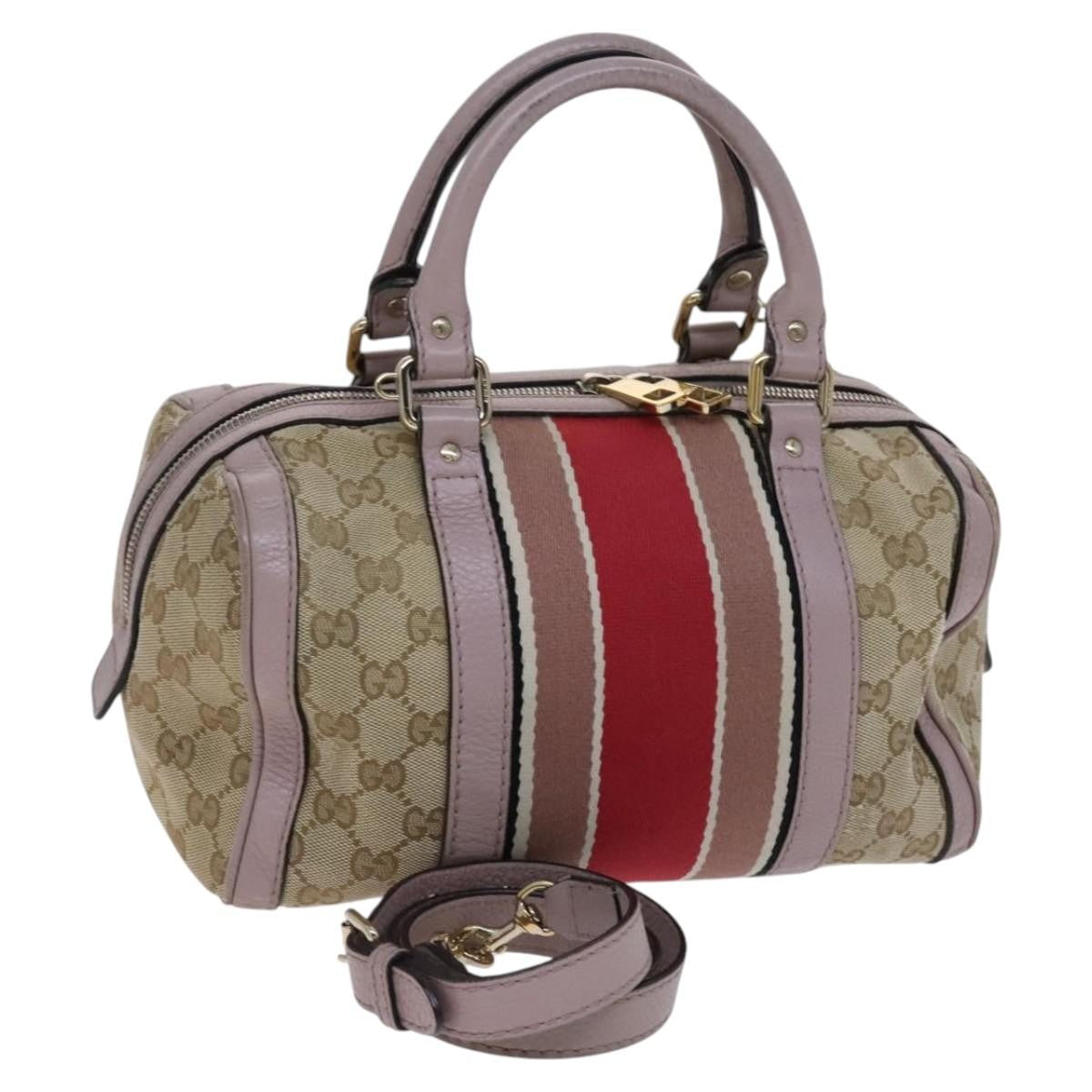 Gucci Web Boston Bag Gg Canvas Beige Canvas Bag