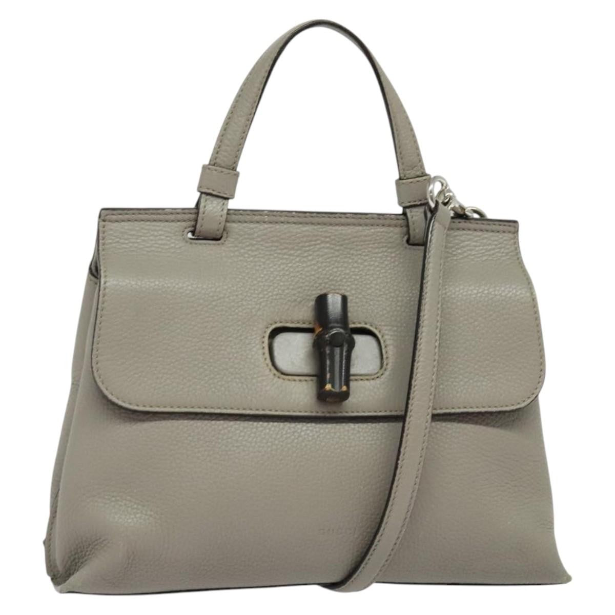 Gucci Bamboo Daily Top Handle Bag Leather Gray Leather Bag
